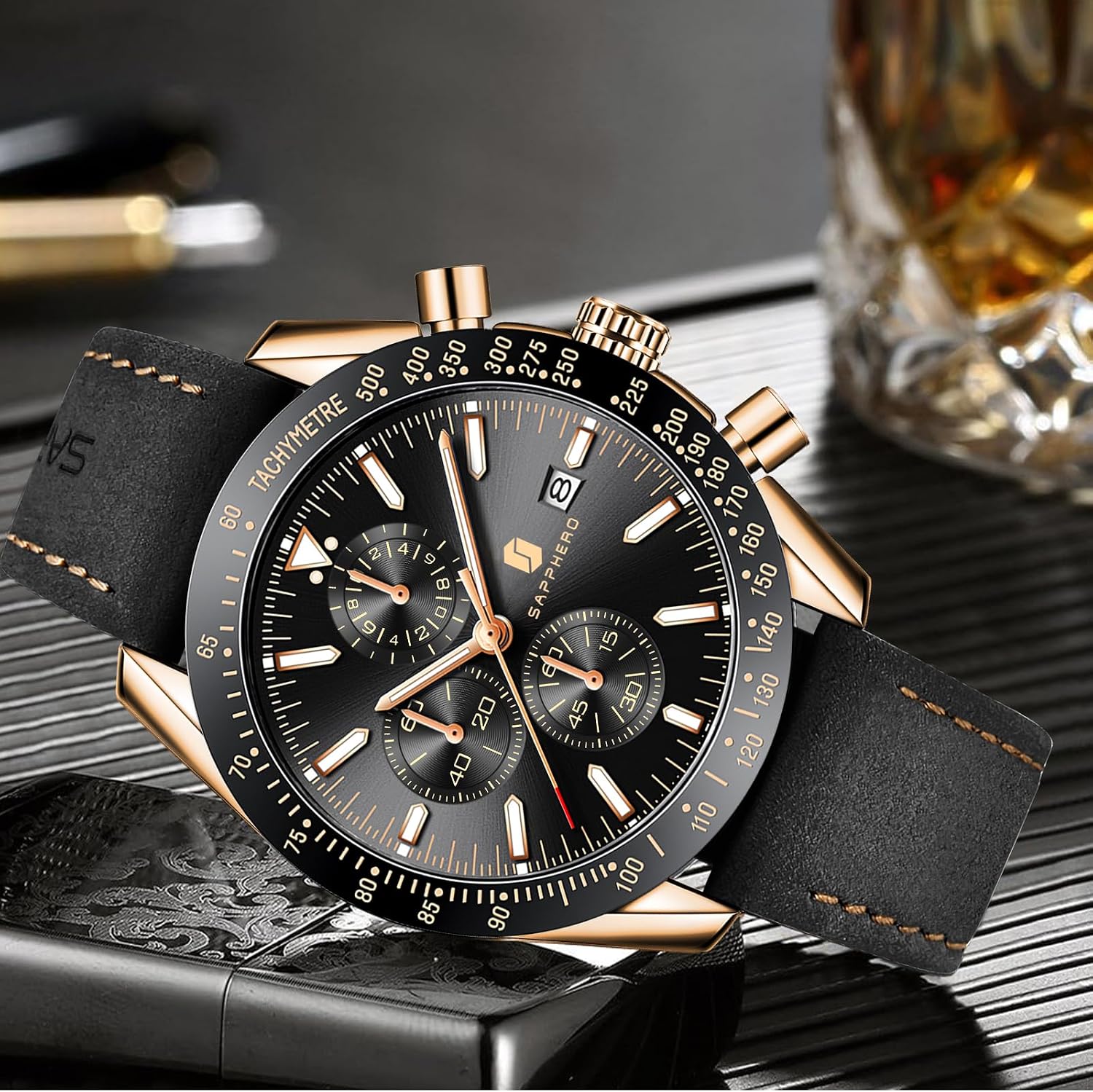 BENYAR Watch for Men Analog Quartz Chronograph Waterproof Luminous Designer Mens Wrist Watches Business Work Sport Casual Dress Watch with Silicone Strap Elegant Gifts for Men