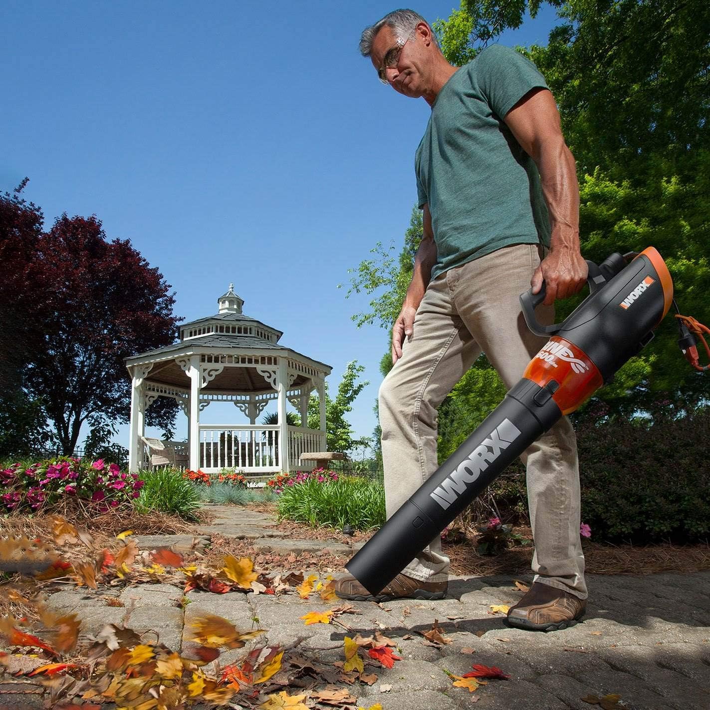 WORX 12 Amp Turbine Electric Leaf Blower for Daily Leaf Removal, WG520 | 600CFM & 110MPH Airflow, 2-Speed Control for Daily Yard Debris Clearing