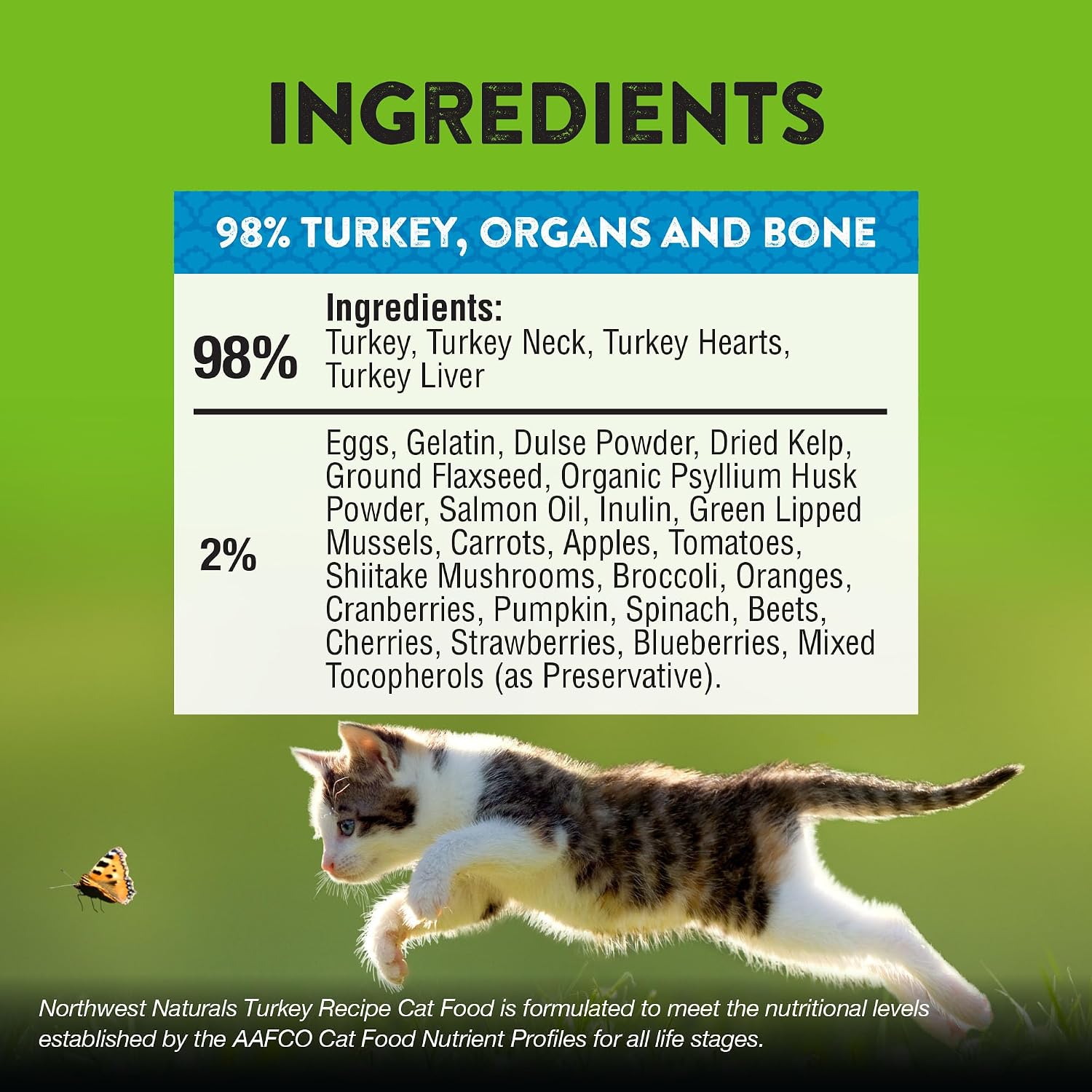 Northwest Naturals Freeze-Dried Turkey Cat & Kitten Food – Bite-Sized Nibbles – Healthy, Limited, Human-Grade Ingredients, All-Natural, High-Protein Raw Diet – Complete & Balanced, Made in USA, 11 oz