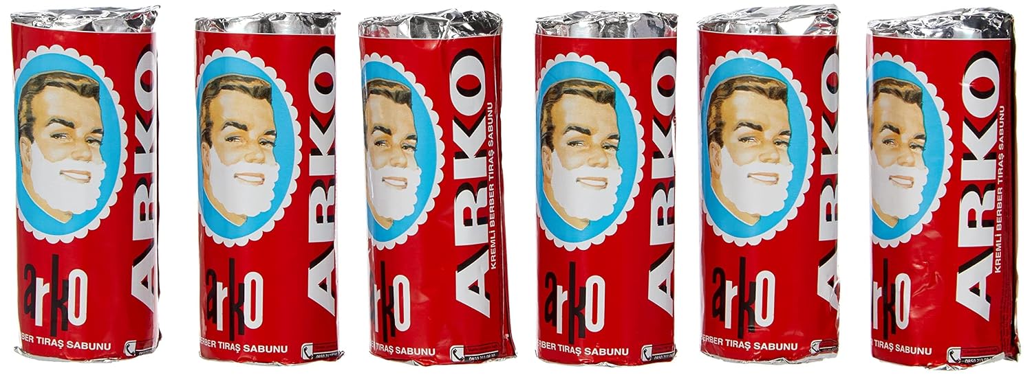 Arko Men Face Shaving Soap Stick, Sensitive skin shave cream, White, ( Pack Of 12 )