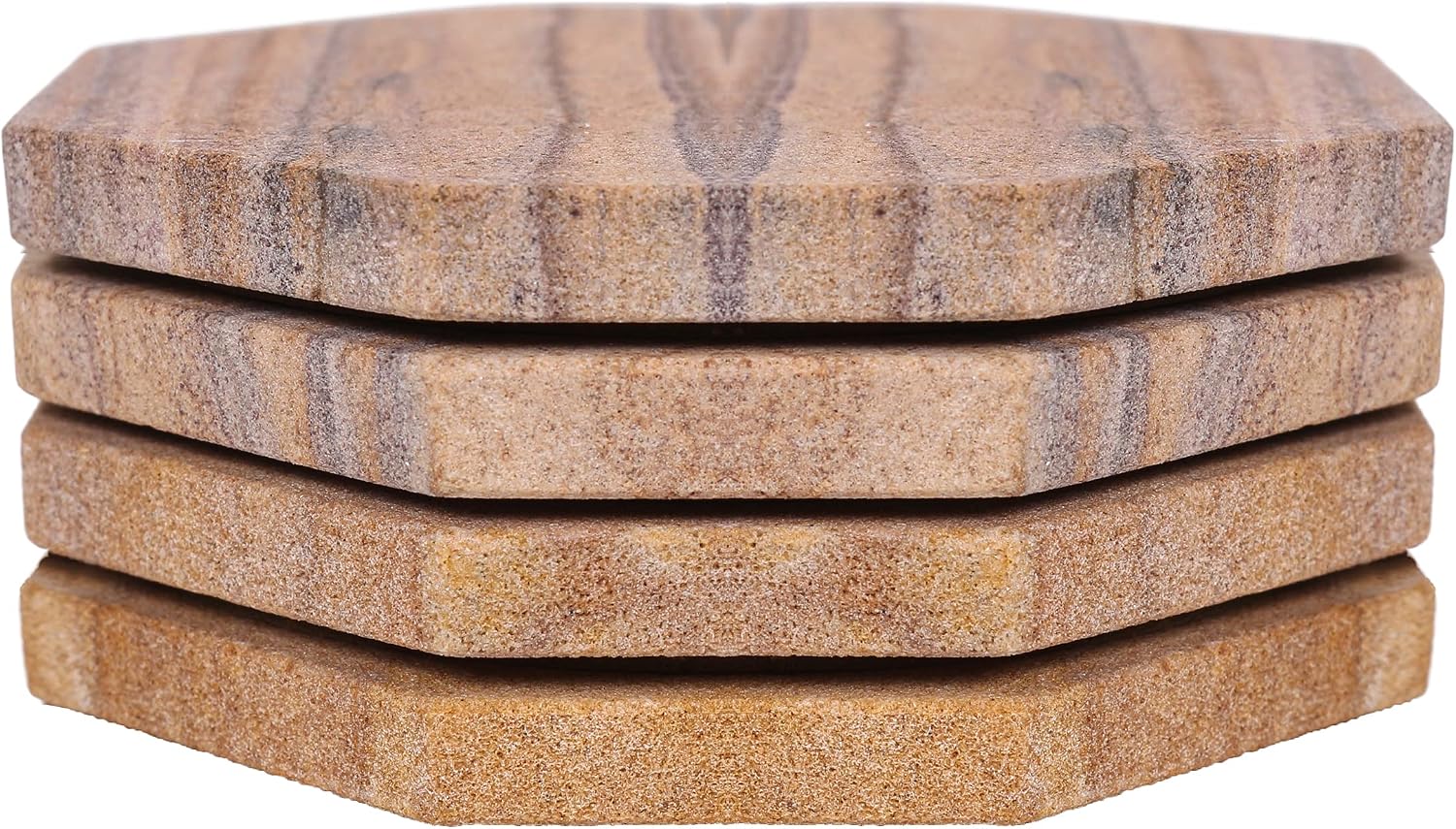 Sandstone Water Absorbent Hand Crafted Octagon Coasters with Holder for Drinks 4 Inches Wide Thirsty Stone Bar/Drink Coasters Made from Real Solid