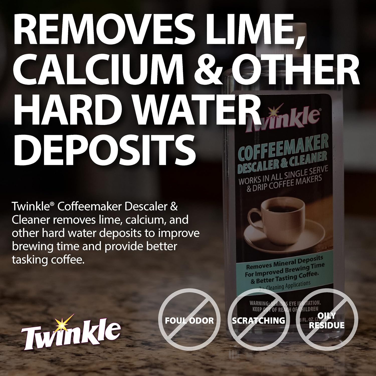 Twinkle Product Title Coffee Maker Cleaner (8 Fl Oz.) - Automatic Drip & Single Serve Coffeemaker Descaler/Removes Mineral, Hard Water, Lime