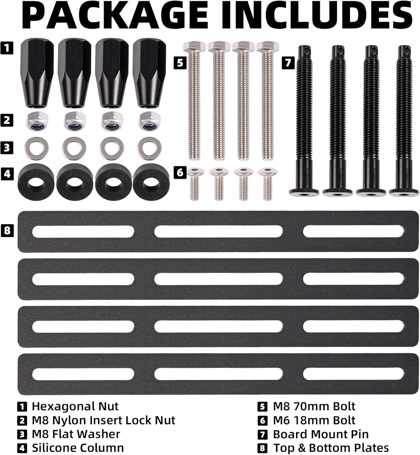 Recovery Board Mount Kit, Universal Bracket for Traction Tracks, Adjustable DIY Lockable Pin Set for Roof Rack, Crossbar & Cargo Basket