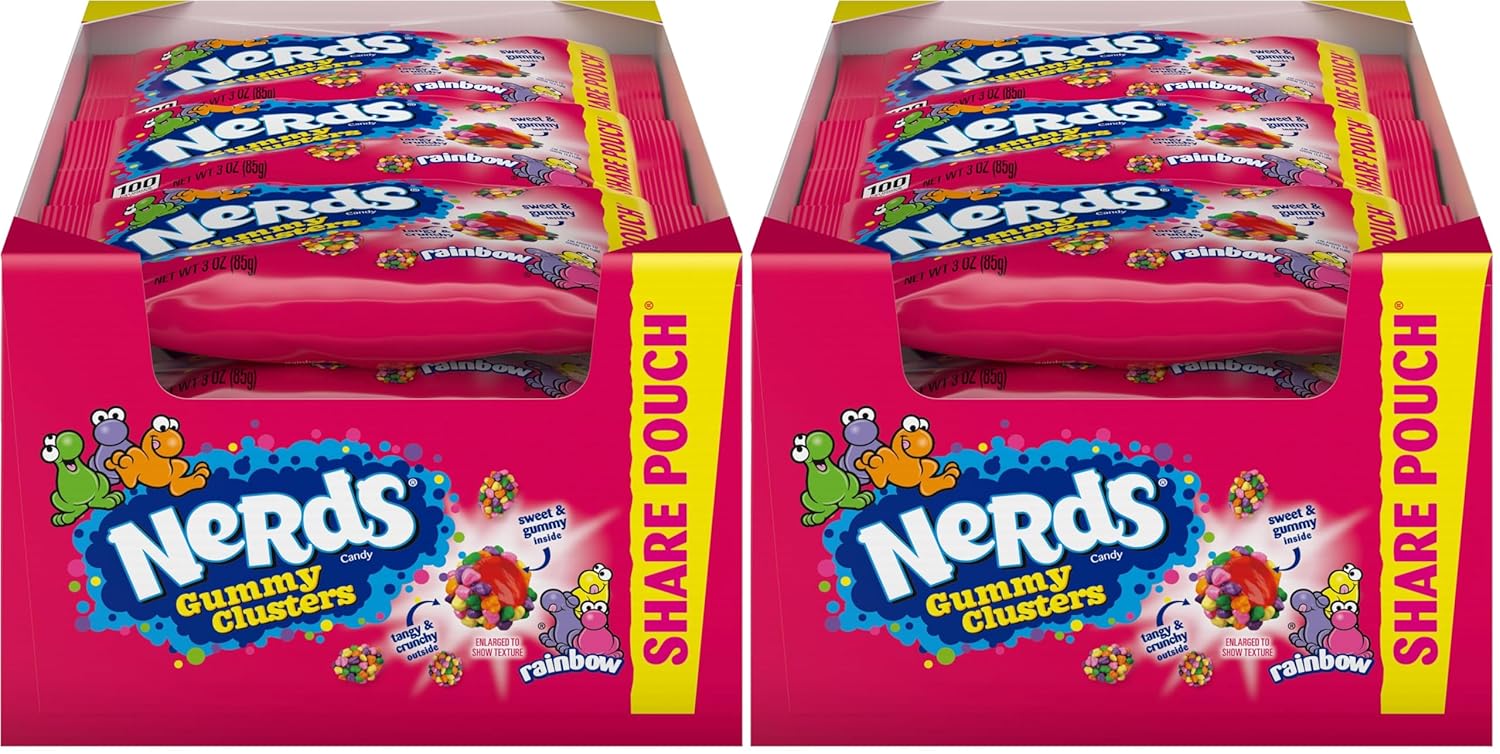 Nerds, Gummy Clusters Candy, Rainbow, Crunchy and Gummy, 8 Ounce