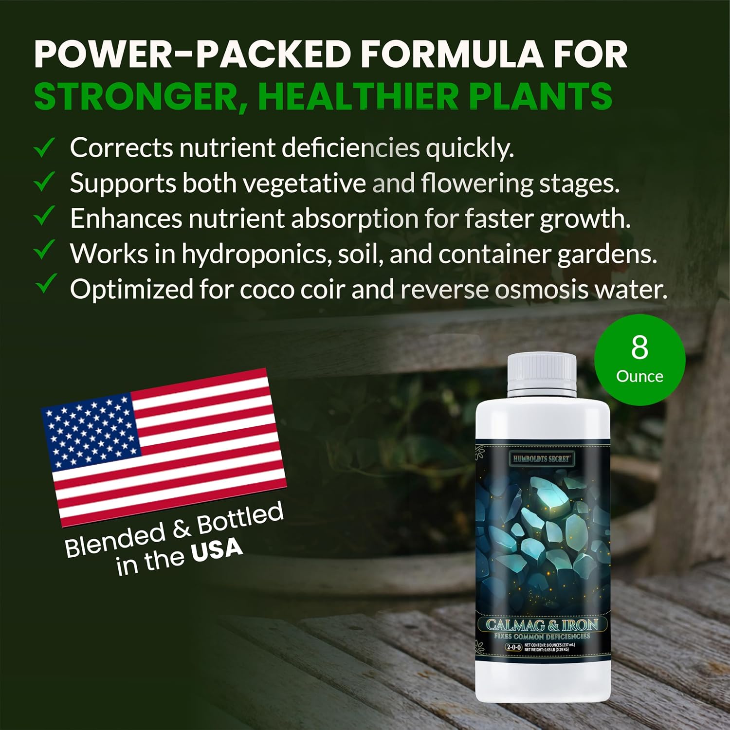 Humboldts Secret CalMag & Iron | Calcium, Magnesium & Chelated Iron Nutrient Fertilizer | Hydroponic Supplies for Vegetative & Flowering Growth in Soil, Coco, Hydroponics or RO Water | 1 Gallon