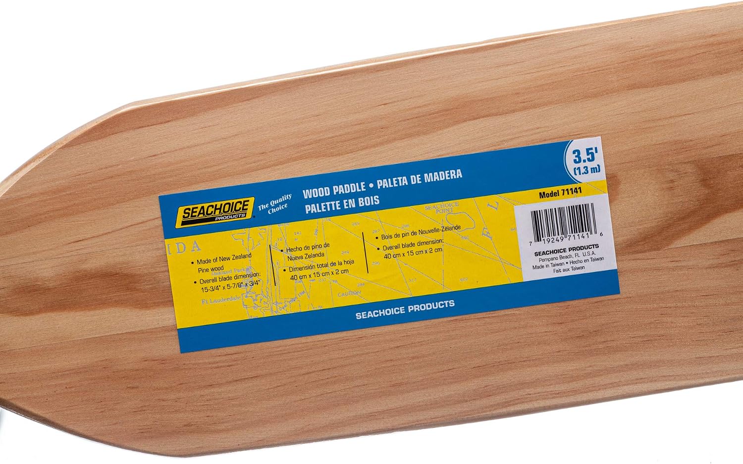 Seachoice Wood Paddle, New Zealand Construction, Wide Top Hand Grip, Clear Finish, Various Sizes