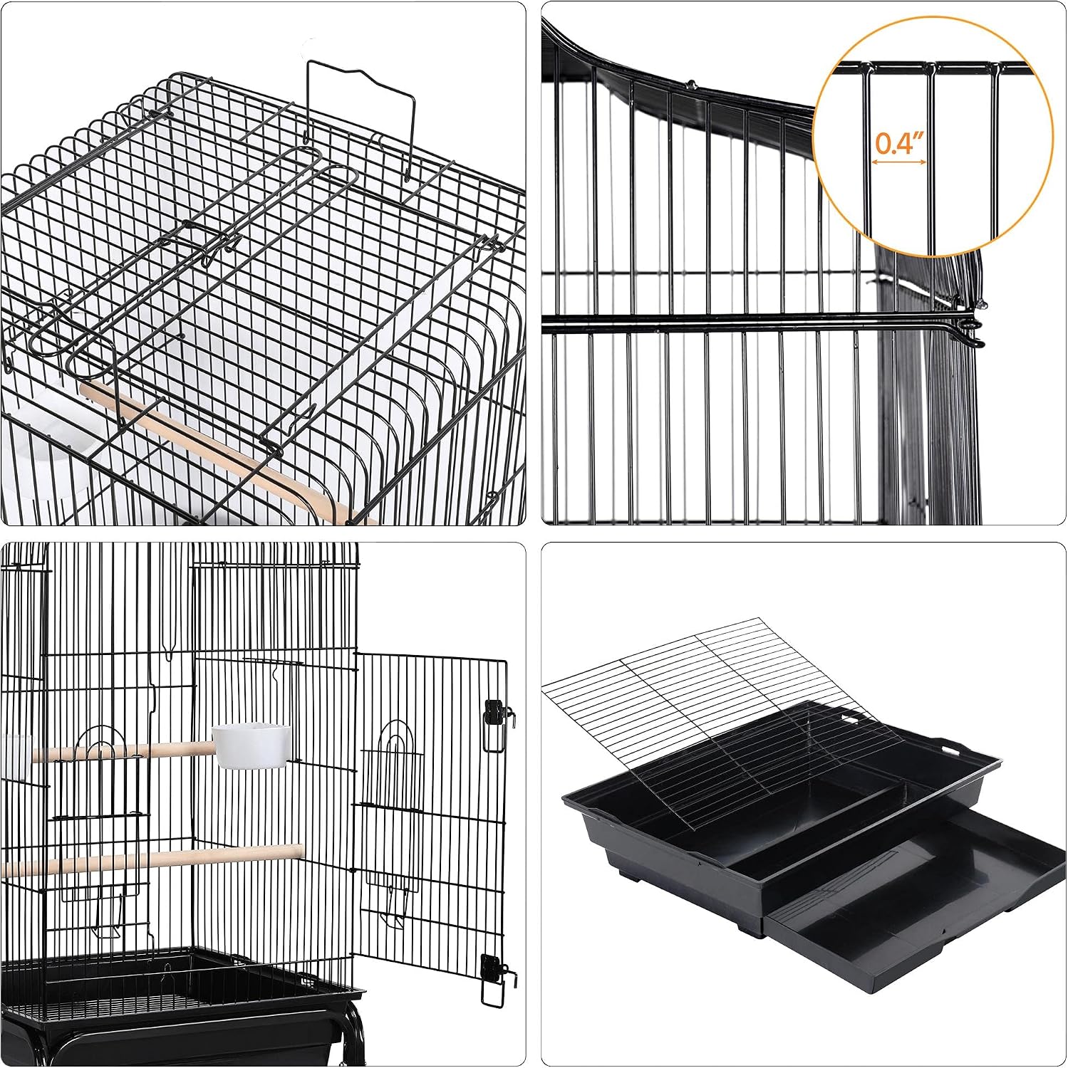 Yaheetech 53.5" Open Top Parrot Bird Cage with Detachable Rolling Stand, Roof Play Flight Cage for Cockatiels, Sun Conures