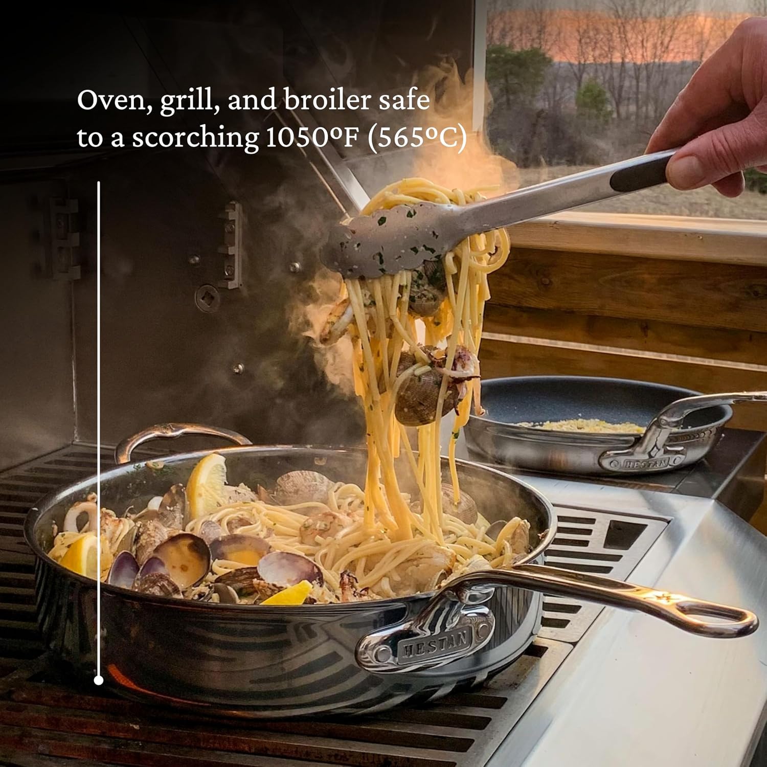 Hestan NanoBond Molecular Titanium Saute Pan with Lid, 3.5-Quart - PFAS-Free Stainless Steel, 4x Stronger, 1050°F Safe, Induction Compatible