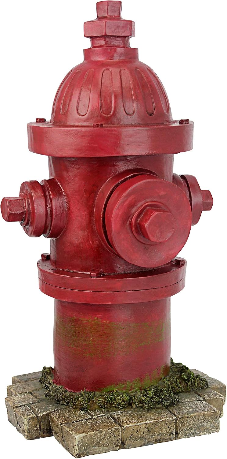 Design Toscano Dog's Second Best Friend Fire Hydrant Pee Post Indoor/Outdoor Statue, Medium 14 Inch Tall, Cast Stone Resin, Red Painted Finish