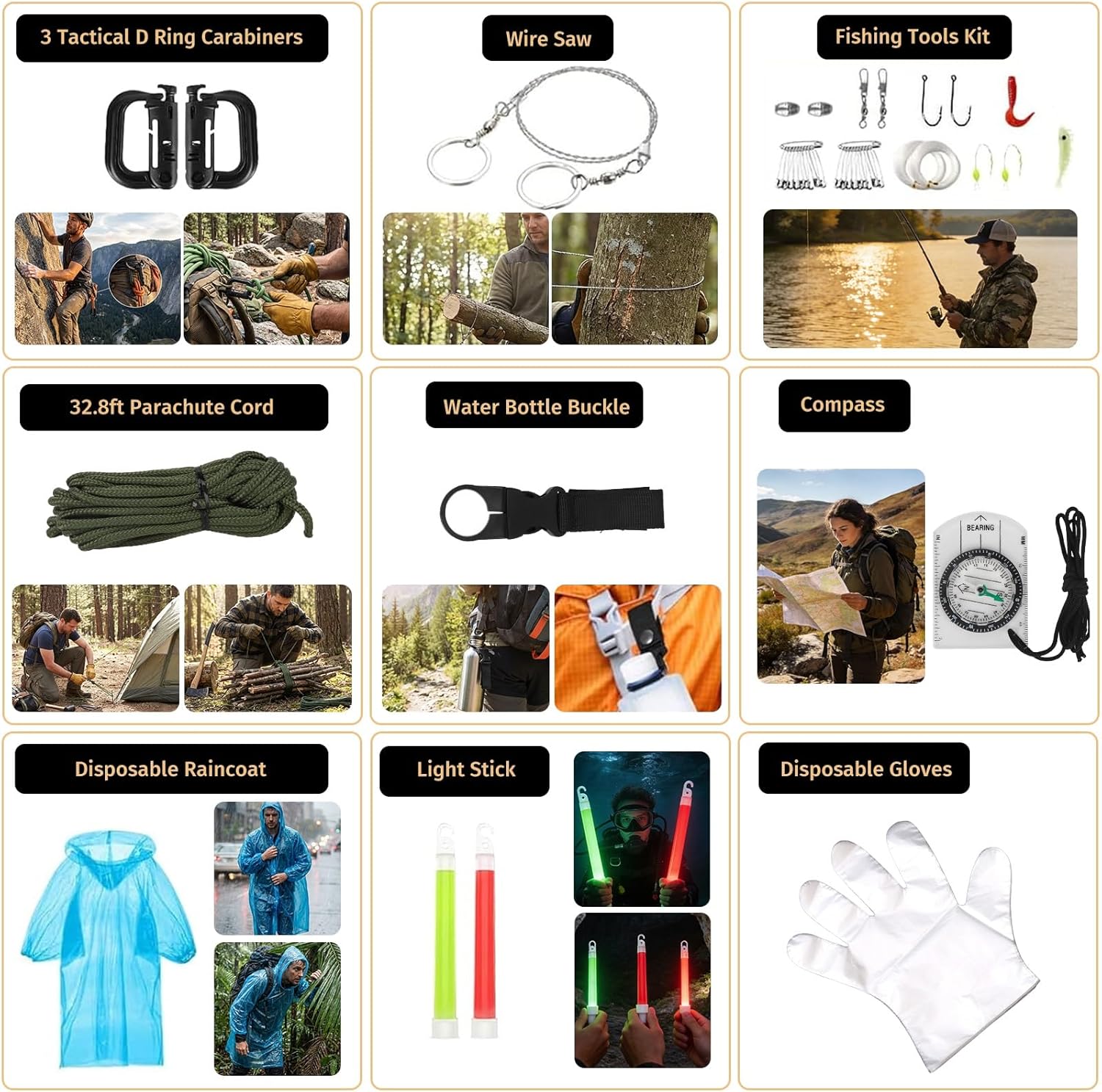 Survival Kit, 294 Pcs Survival Gear Emergency Supplies First Aid Kit | Emergency Survival Kit Camping Essentials Hiking Gear Bug Out Bag