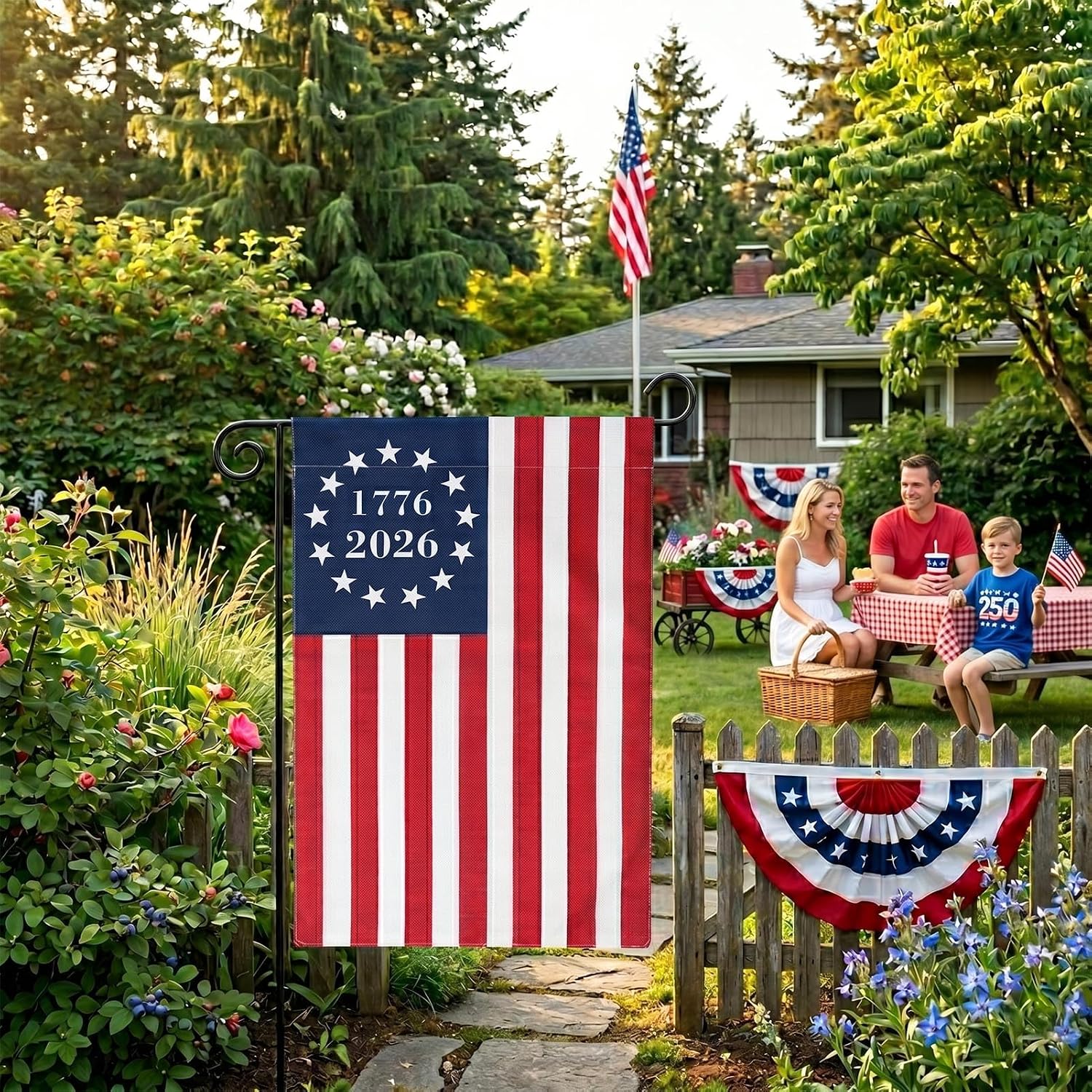 American Flag USA Garden Flag 12 x 18 - Patriotic Double Sided Small Flags for Yard