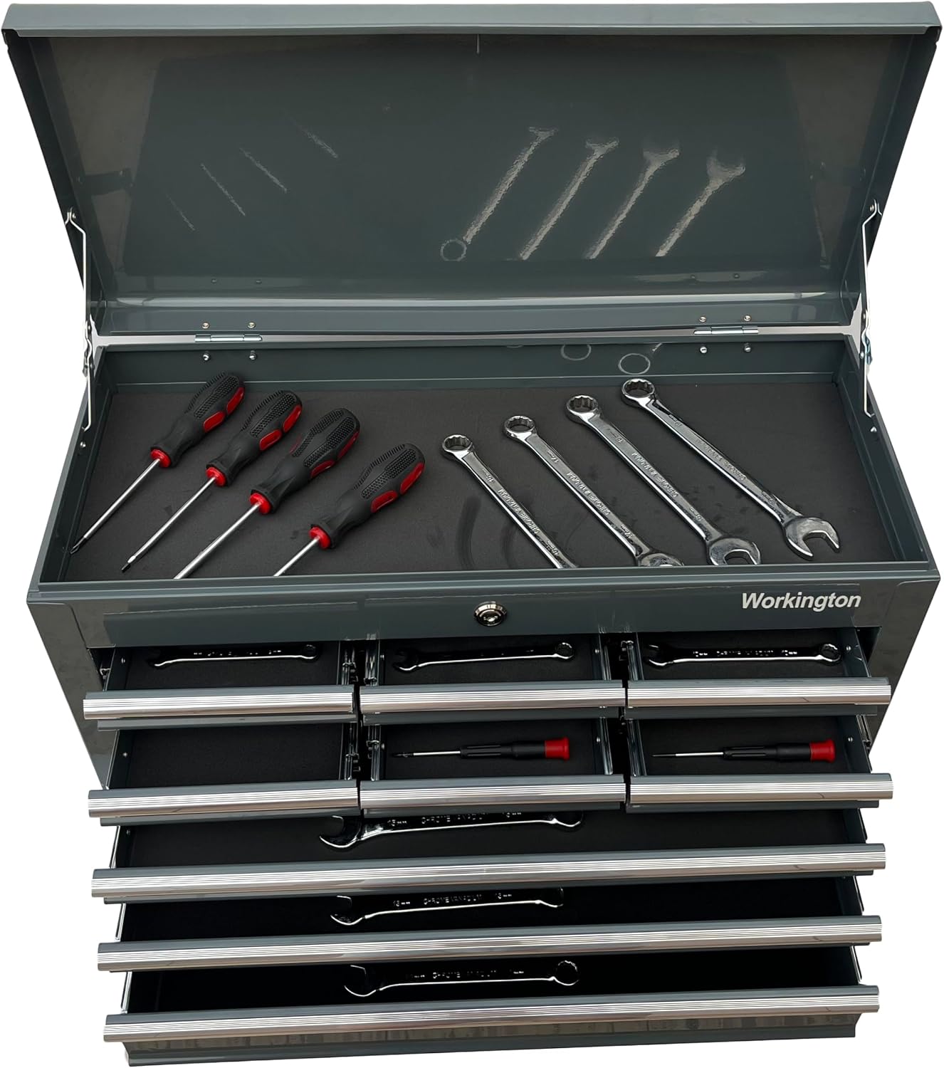 Workington Portable Metal Tool Chest with 9 Drawers, 24" 9-Drawer Tool Chest Cabinet with Ball Bearing Drawer Slides
