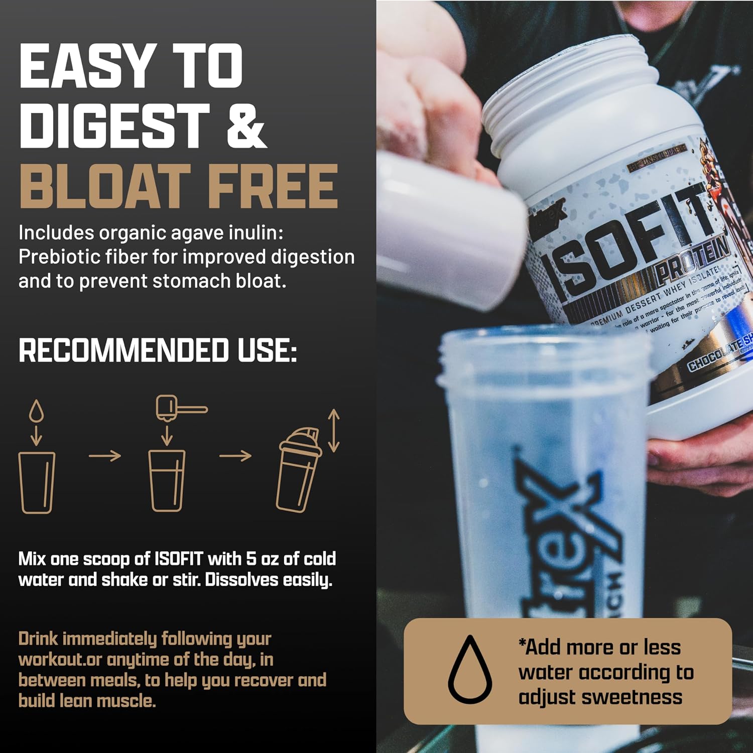 Nutrex Research IsoFit Chocolate Whey Isolate Protein Powder 100% Whey Protein Isolate | Muscle Recovery, Naturally High EAAs | Fast Absorbing, Easy Digestion | (Chocolate Shake 2lbs 30 Servings)