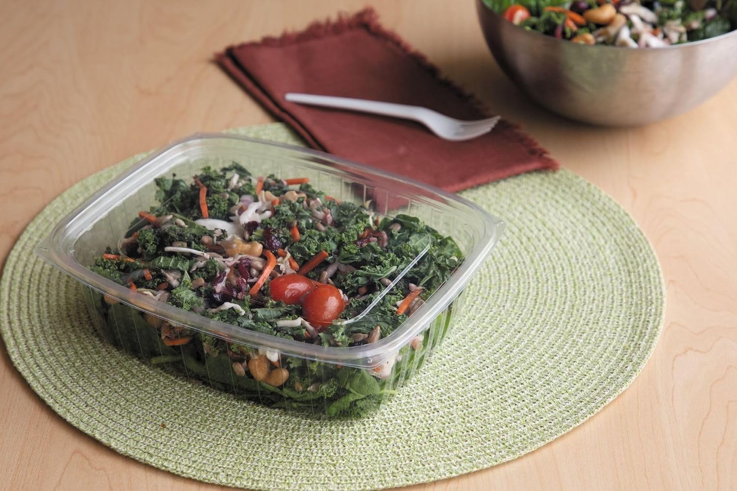 Eco-Products EPRC32 Renewable & Compostable Rectangular Deli Containers - 32oz., 50 Per Pack (Case of 4 Packs), clear