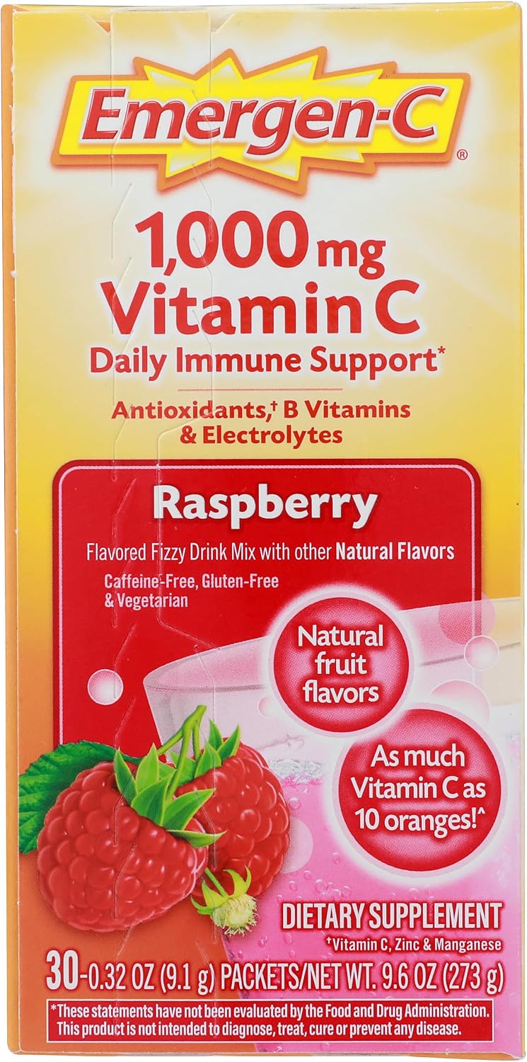 Alacer Raspberry Emergen C Box 30 Pack, 0.32 OZ