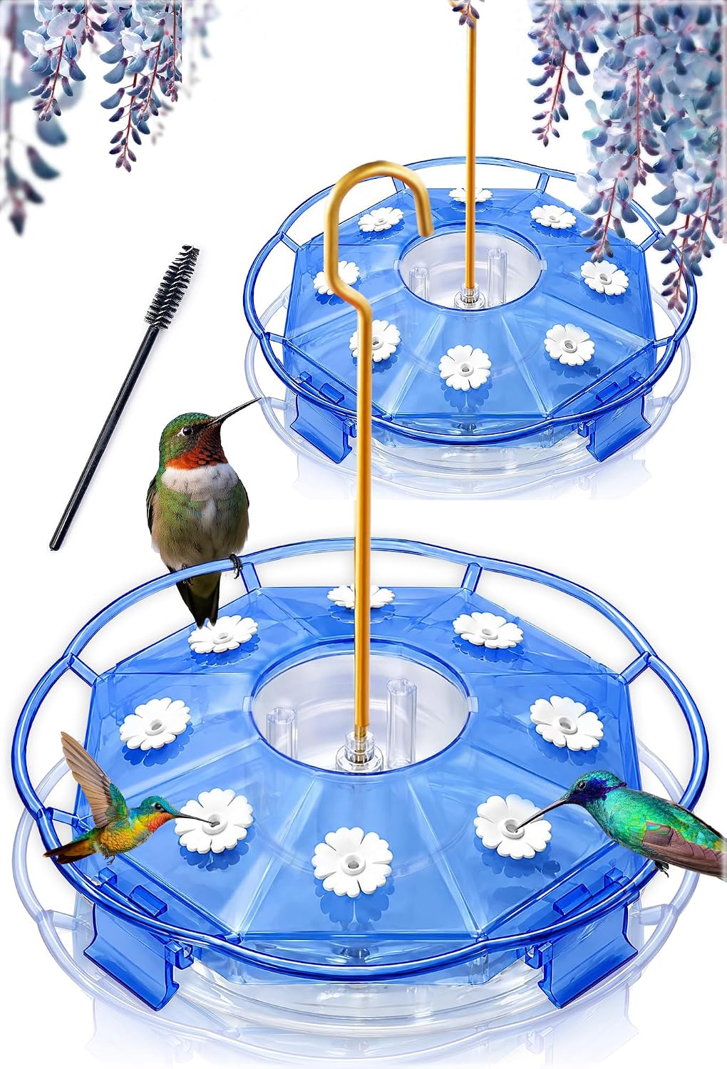 eWonLife 2 Pack 16 oz Saucer Hummingbird Feeders for Outdoors, Garden Decor