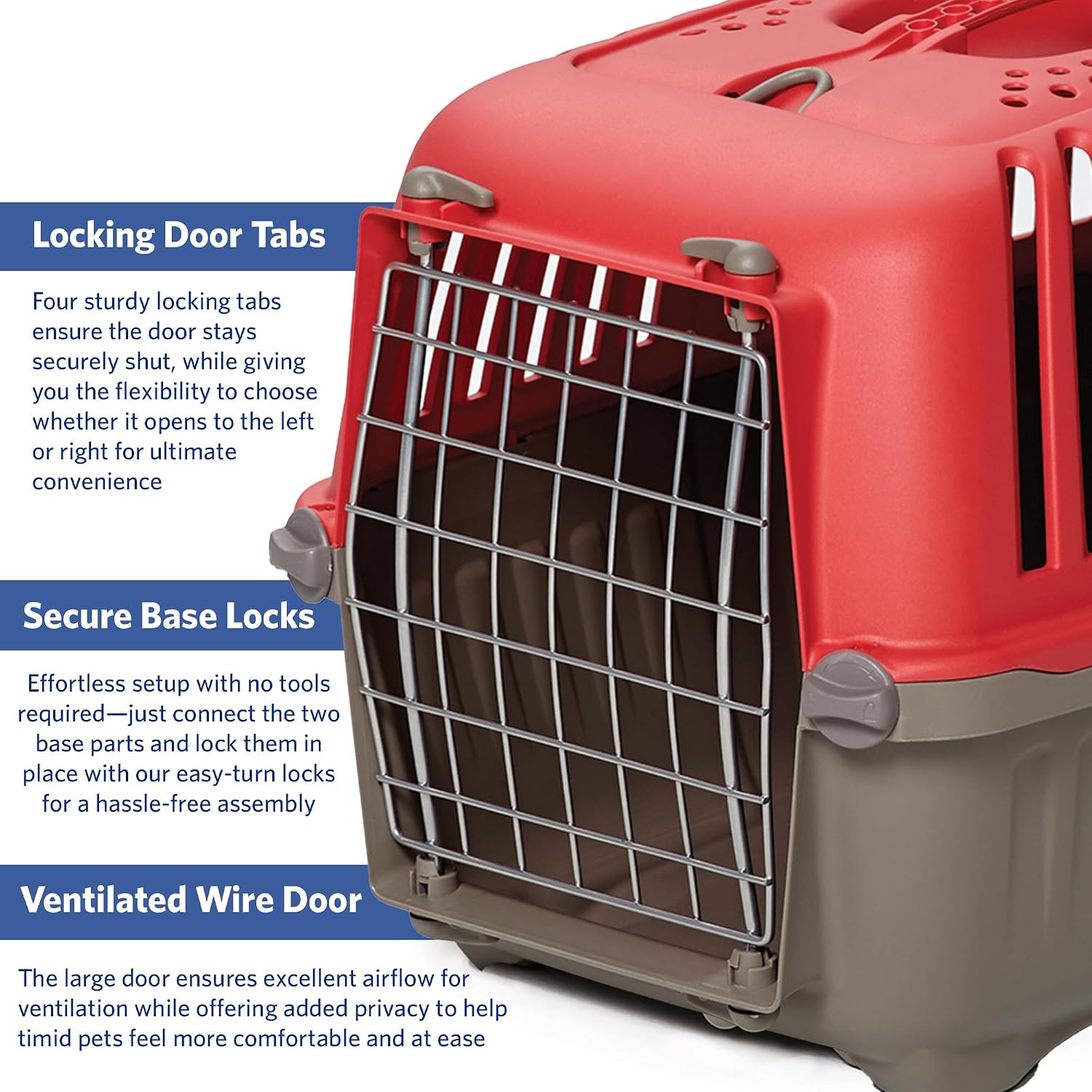Spree by MidWest 19-Inch Travel Carrier, Blue, Fits Pets up to 10 lbs | Hard-Sided Pet Carrier, Steel Door, Ventilated Design, Locking Tabs, Easy Assembly