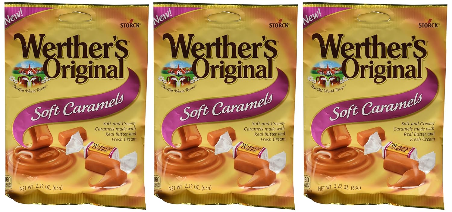 Werther's Original Caramel Coffee Hard Candy - Individually Wrapped Hard Candies for Halloween, Parties, or Snacks - 2.65 oz Bags (Pack of 3)