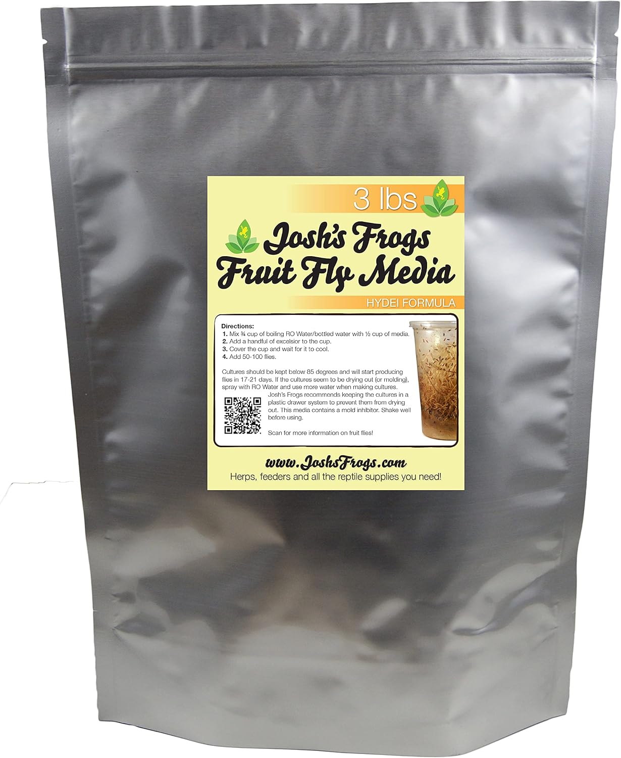 Josh's Frogs The Best HYDEI Fruit Fly Food Media, 3 lbs/2.7 Quarts | Makes 20 Fruit Fly Cultures