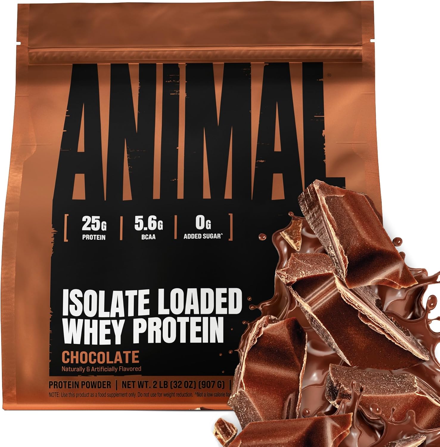 Animal Whey Isolate Protein Powder - Loaded for Pre & Post Workout Muscle Builder and Recovery with Digestive Enzymes for Men & Women - 25g Protein, Great Taste, Low Sugar - Chocolate 2 lbs