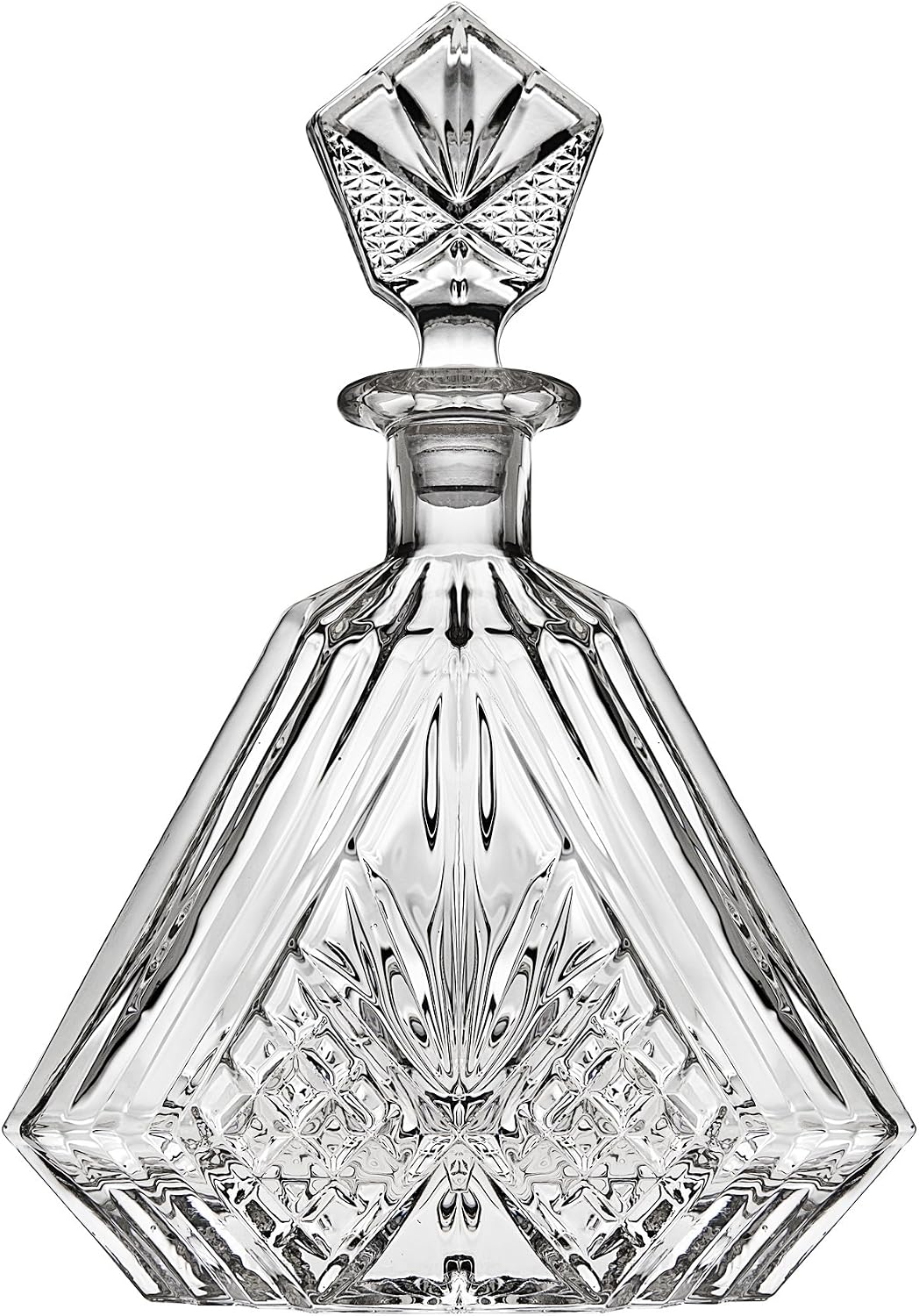 Whiskey Decanter for Liquor Scotch Bourbon or Wine, Irish cut Triangular - 750ml