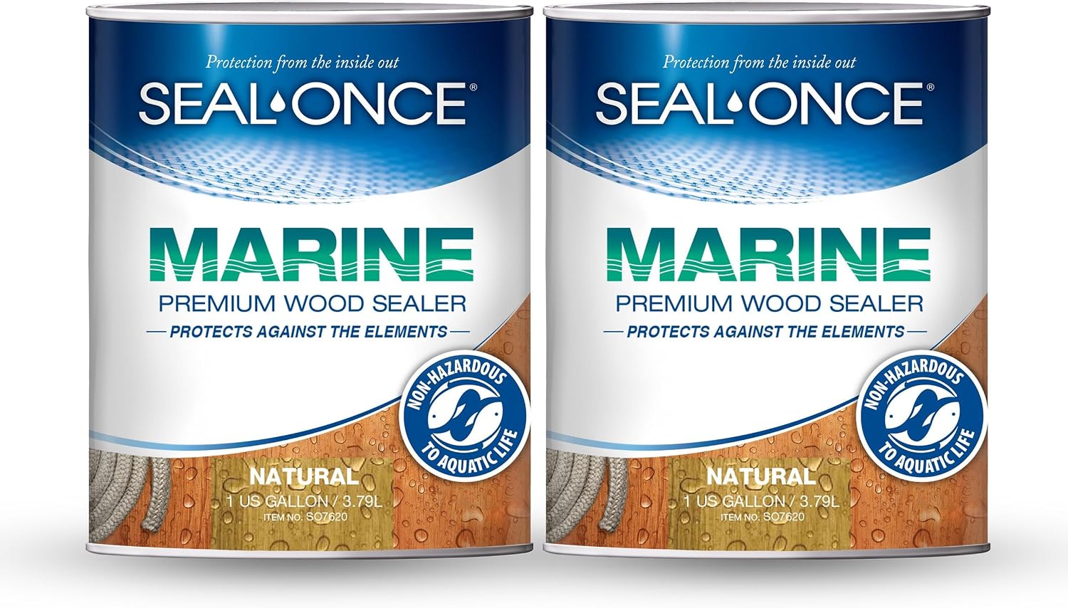 SEAL-ONCE Marine Penetrating Wood Sealer and Waterproofer, Clear, 1 Gallon | Waterproofer & Stain, Water-Based, Ultra-low VOC formula, For high-moisture areas