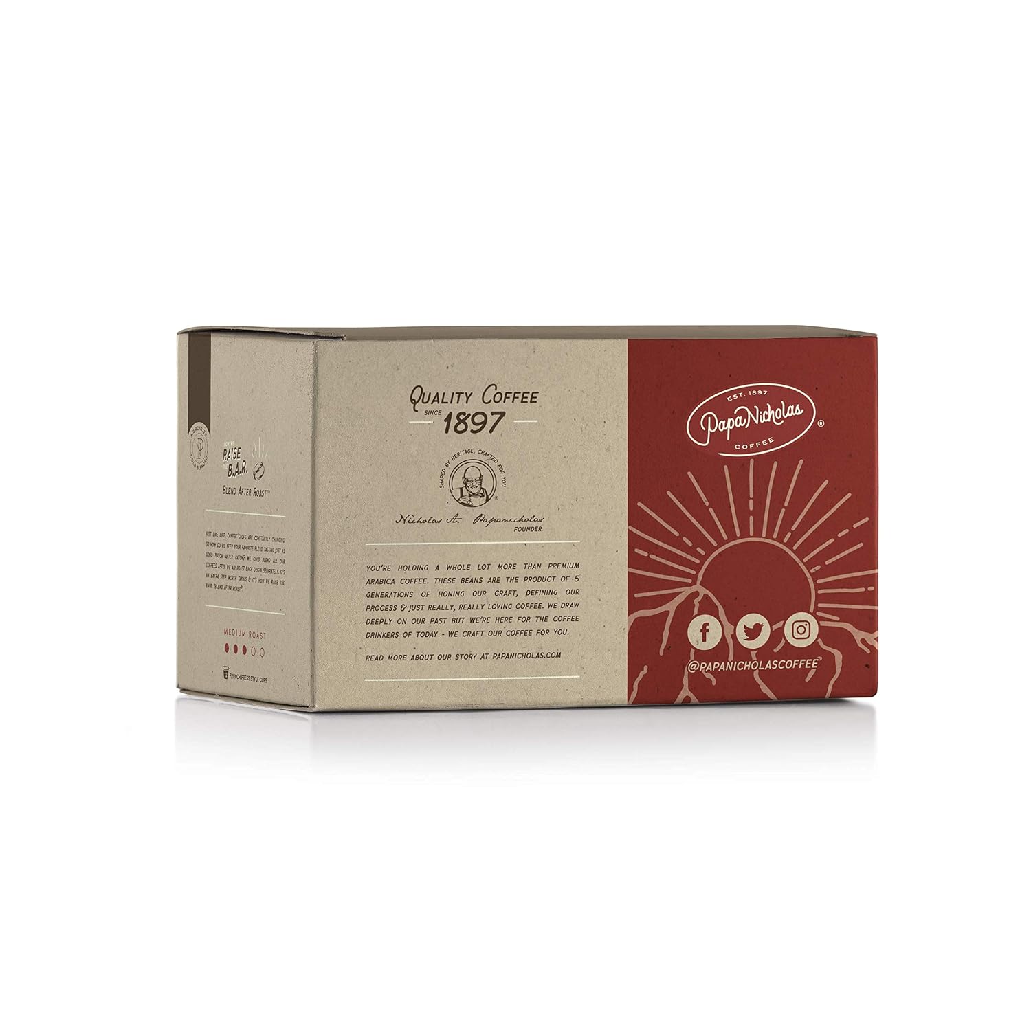 Papanicholas Coffee Single Serve Coffee Cups, Fits Keurig K Cup Brewers, Coffee Pods Hawaiian Islands Blend,12 Ounce