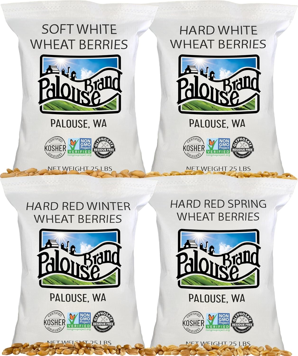Palouse Brand Certified Glyphosate Residue Free Hard Red Winter Wheat Berries | 5 LBS | Family Farmed in Washington State | Non-GMO Project Verified | Certified Kosher Parve