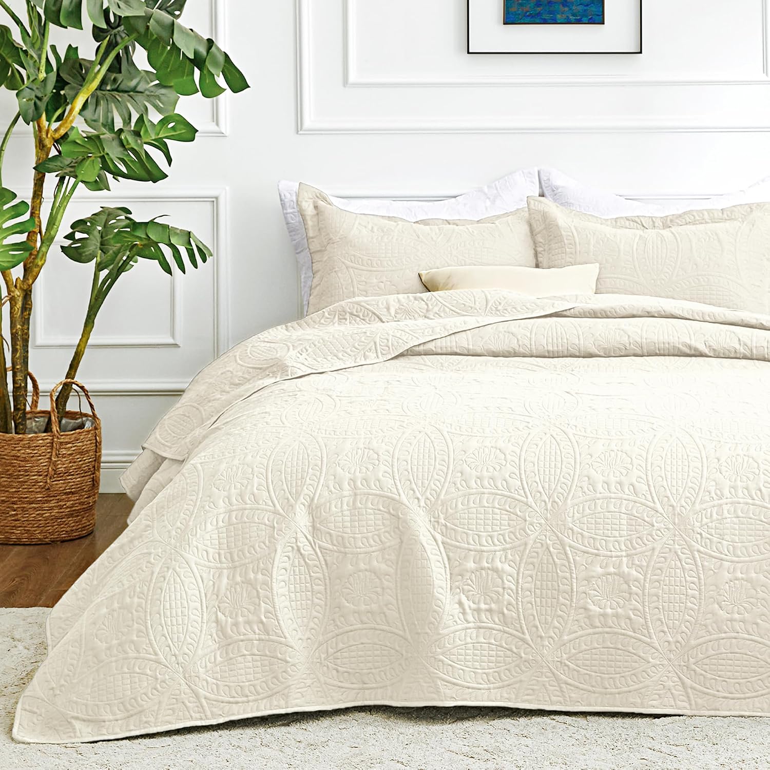 Love's cabin Quilts for Queen Bed Blue Bedspreads - Soft Bed Summer Lightweight Bedspread Comforter - Modern Style Coin Pattern Coverlet for All