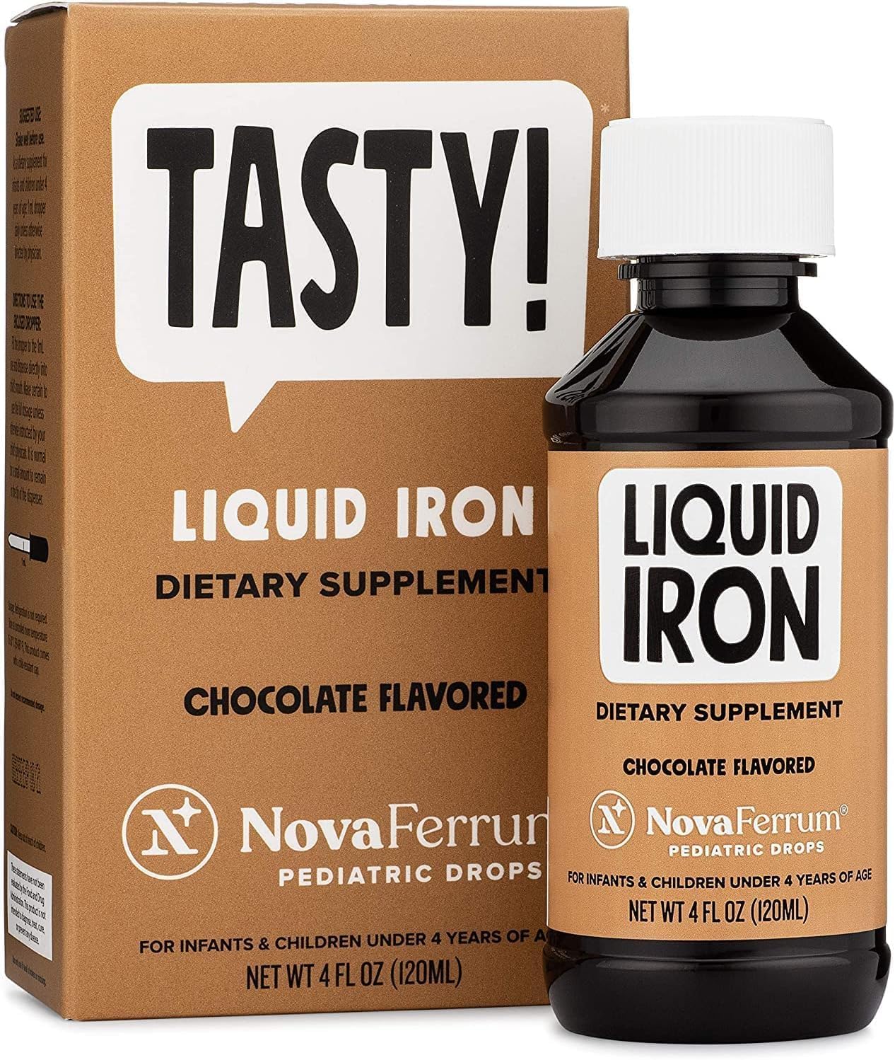NovaFerrum Yummy | Pediatric Drops Liquid Iron Supplement for Infants and Toddlers | Liquid Iron for Kids | 15mg of Iron Per 1mL Dose | Ages 4 & Under | Gluten Free Certified | Sugar-Free | Raspberry