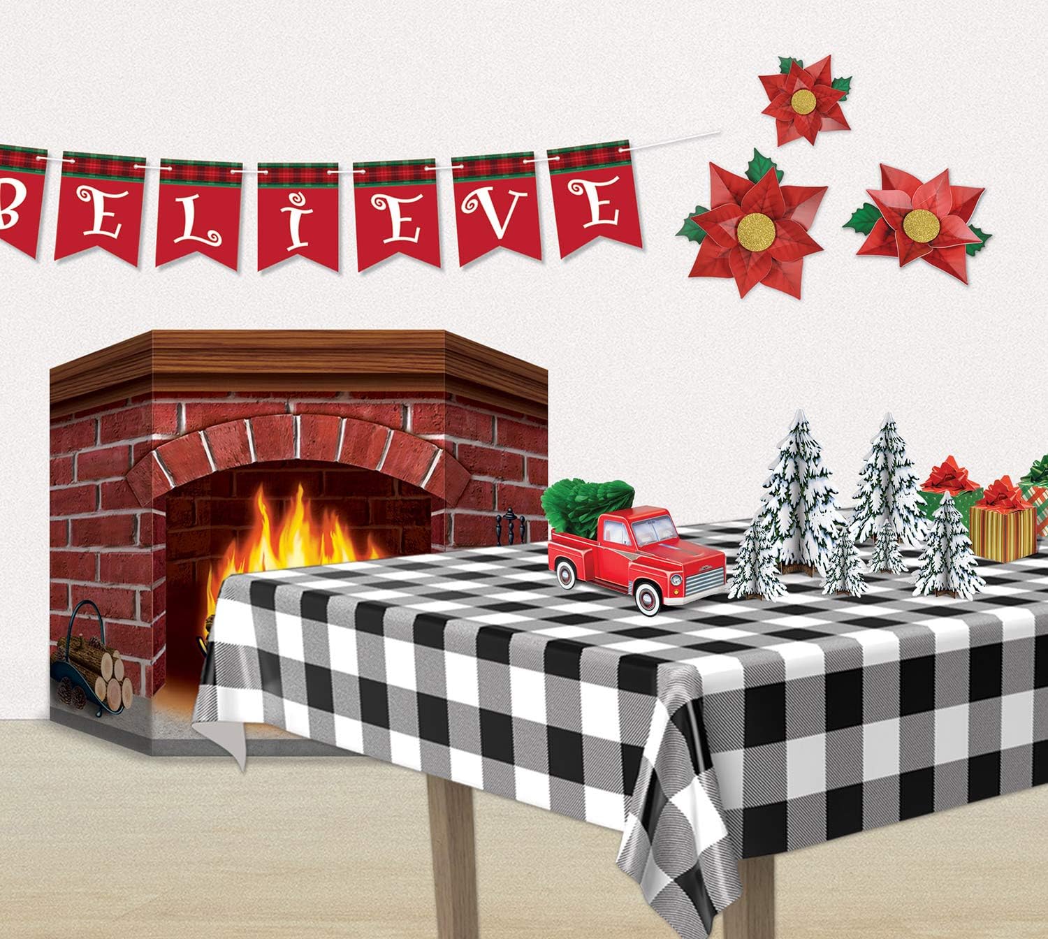 Brick Fireplace Stand-Up Party Accessory (1 count) (1/Pkg)
