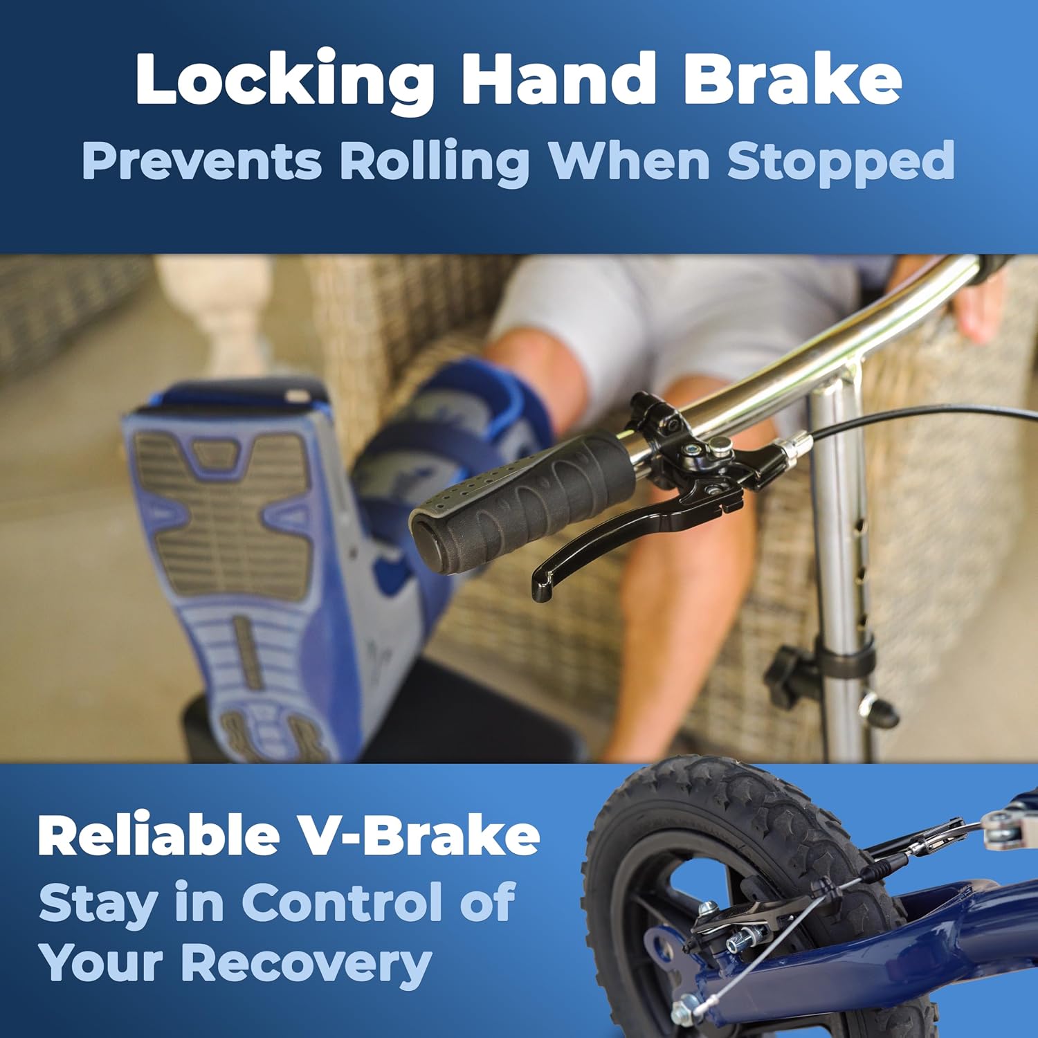 KneeRover Original Steerable All Terrain Knee Scooter – Heavy Duty Foldable Knee Walker & Mobility Aid for Adults with Adjustable Handlebar and Large Wheels (Blue) | For Adults for Foot Surgery, Heavy Duty Knee Walker for Broken Ankle Foot Injuries Recov…