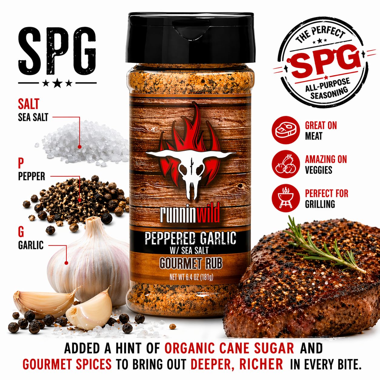 Gourmet Brisket Seasoning | Brisket Rub for Smoker or Grill | No Artificial Flavors | No MSG added | Runnin’ Wild Foods, 6.4 ounces