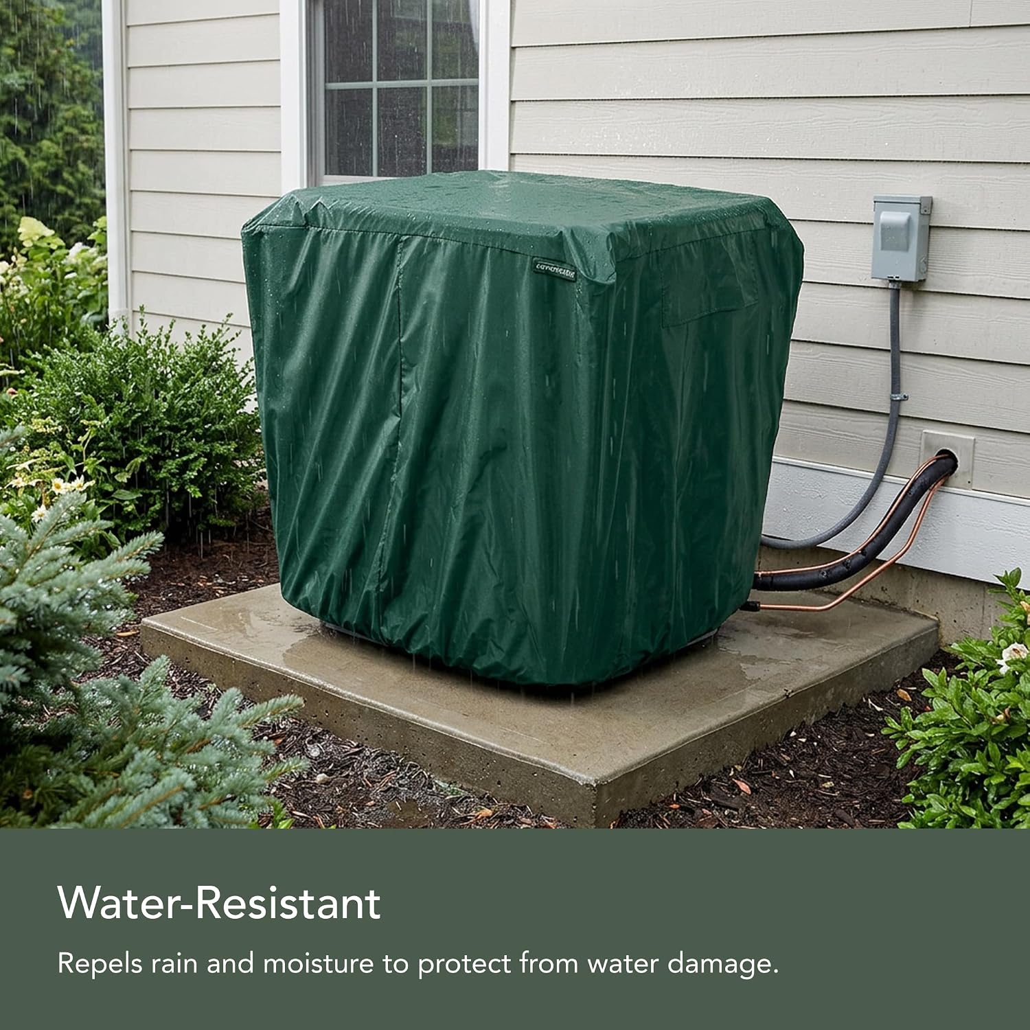 Covermates Classic Heavy-Duty Air Conditioner Cover - Durable All-Weather Protection for Outdoor Central AC Units - Water-Resistant 12-Gauge Vinyl Shell, 26W x 26D x 32H, Green