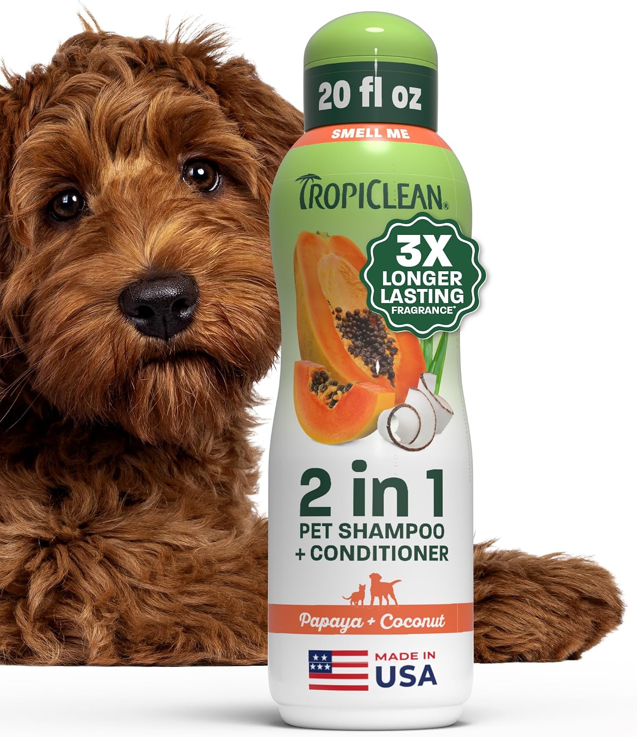 TropiClean Deodorizing Dog Shampoo for Smelly Pets, Long Lasting Odor Control, Puppy Safe, Made in the USA, Berry Scent, Cat Friendly, 20oz.