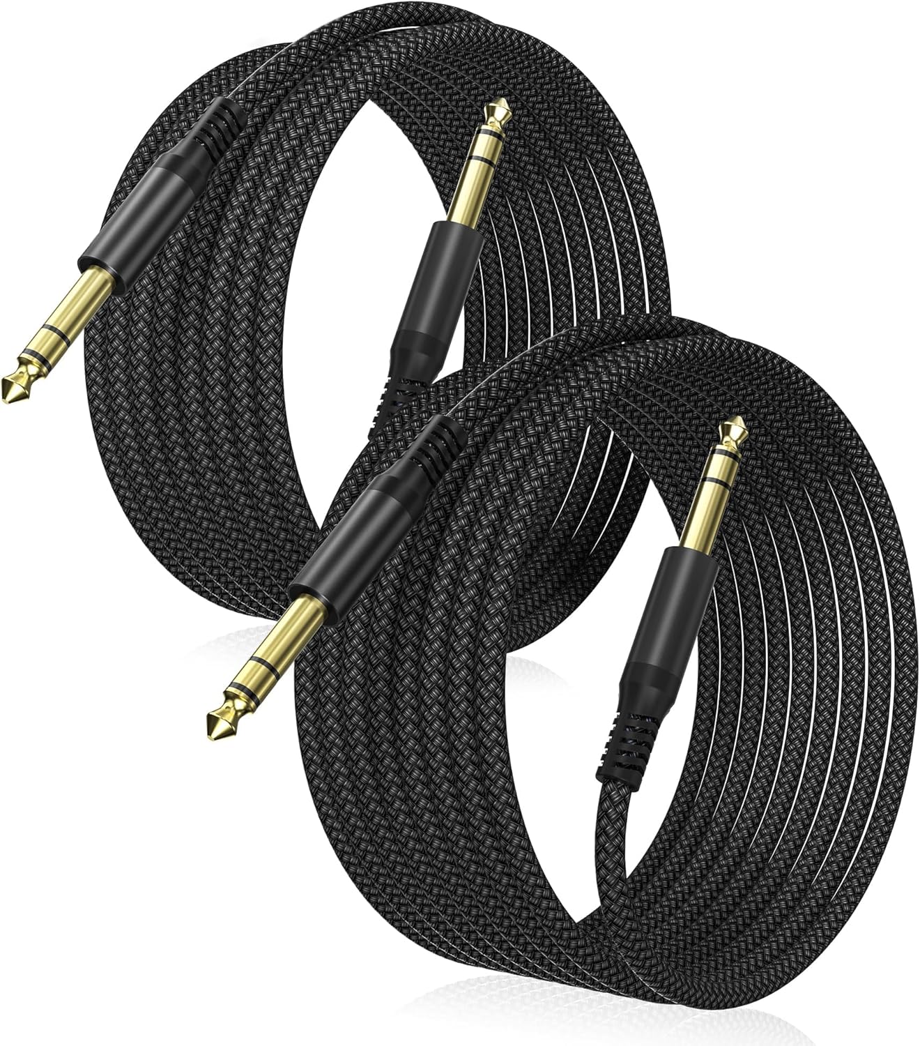 Elebase 1/4 Inch TRS Instrument Cable 10FT 2Pack,6.35mm Male Guitar Cord 3M