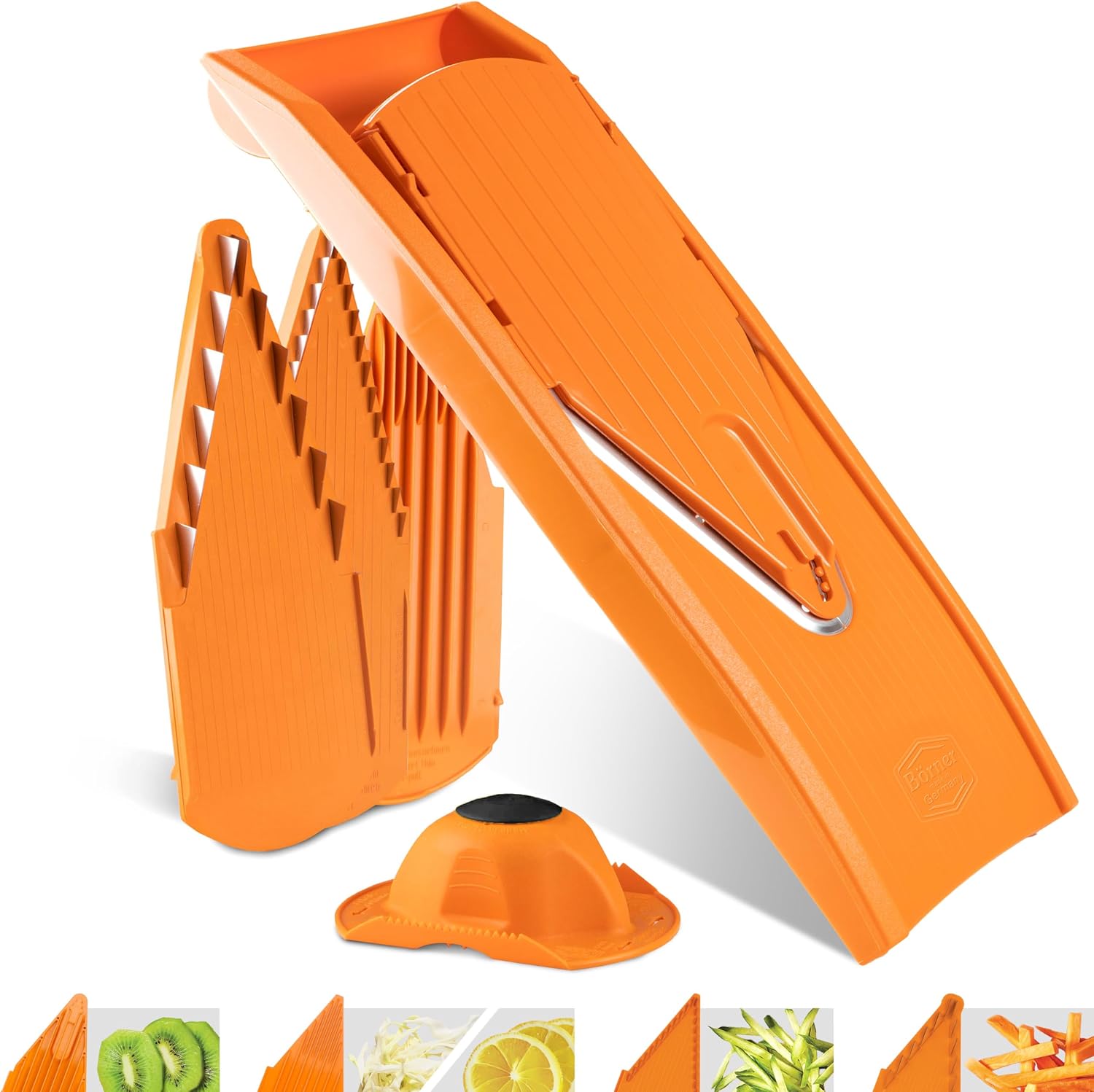 BORNER V Mandoline Slicer Kitchen V1 ClassicLine Starter Set | Vegetable Grater Börner - Quality Made in Germany, Color:Orange