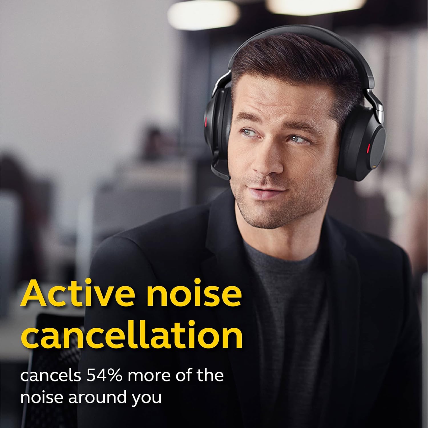 Jabra Evolve2 85 Wireless PC Headset – Noise Cancelling UC Certified Stereo Headphones with Long-Lasting Battery – USB-C Bluetooth Adapter –