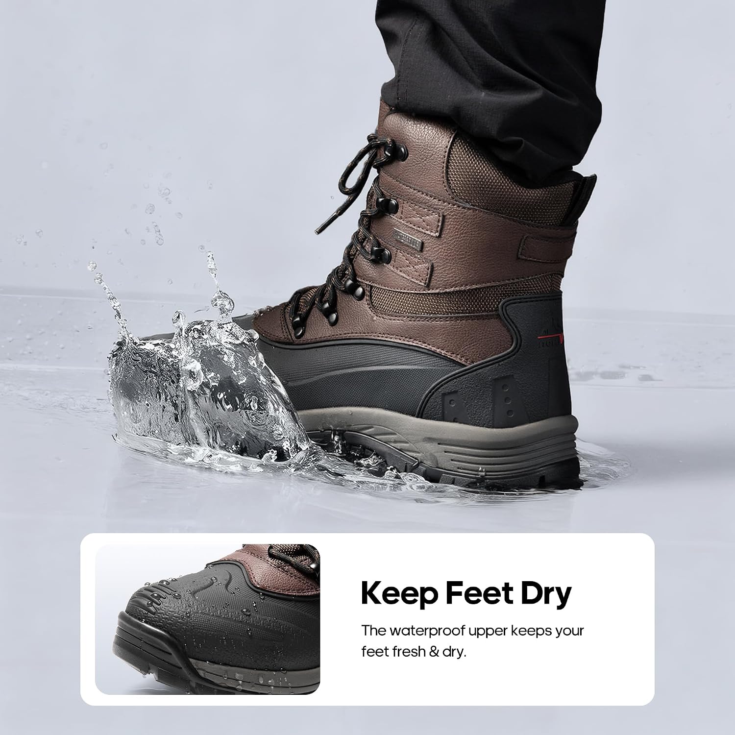 NORTIV 8 Men's Insulated Waterproof Winter Snow Boots | Sealed Build Keeps Feet Dry; Rubber Outsole Boosts Grip; Stable Fit Adds Support; Ideal for Hiking, Daily Wear BRIGADE