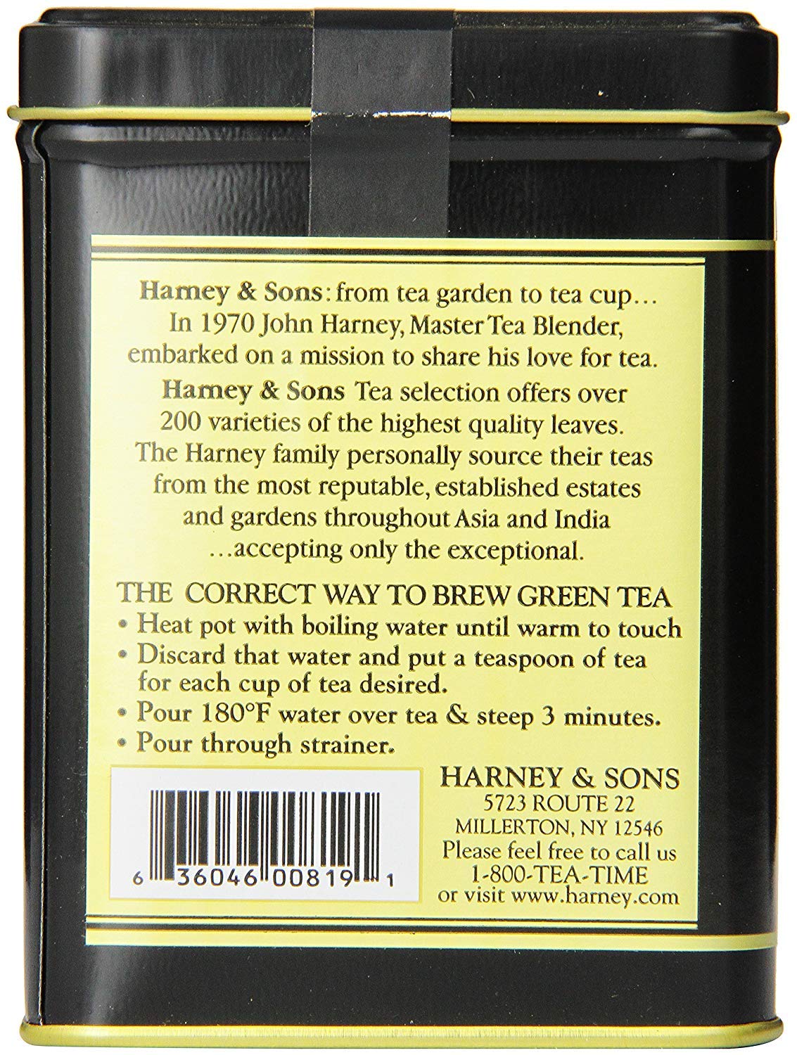 Harney & Sons Japanese Sencha Tea, Loose Leaf Green Tea Tin, 8 oz | Loose leaf Sencha green tea from Shizuoka with mild vegetal, spinach, and light roasted notes. 8 oz tin. Contains caffeine.