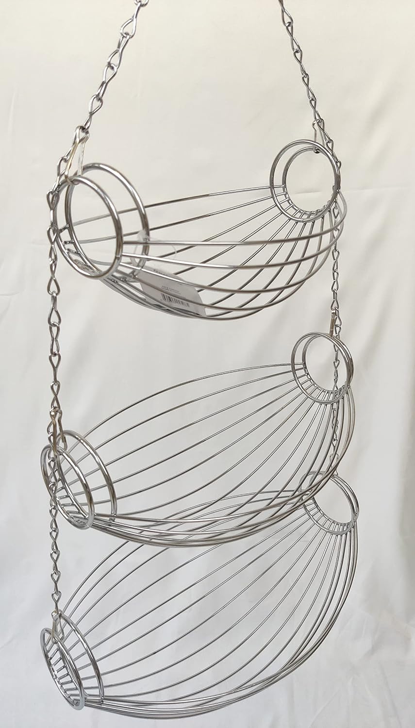 3 Tier Fruit Bowl Fruit Basket for Kitchen, Hanging Kitchen Storage Organizer
