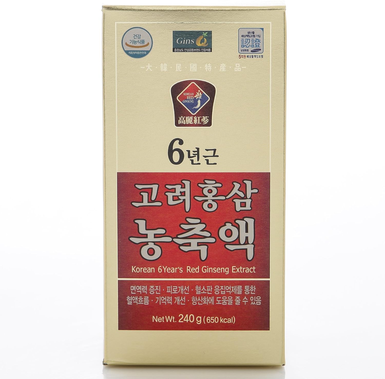 240g(8.5oz), 100% Pure Korean 6years Root Red Ginseng Extract, Saponin, Panax