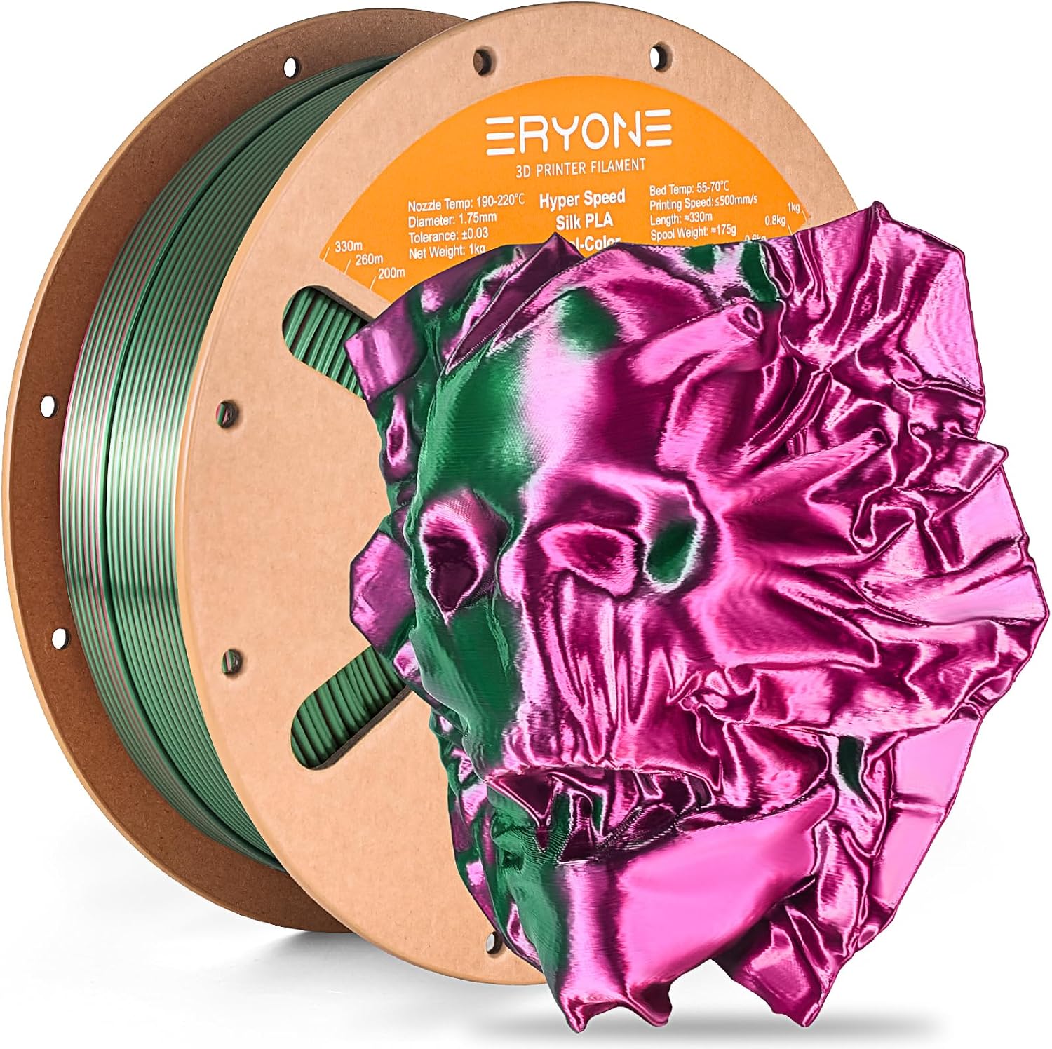 ERYONE Silk Filament PLA+ 1.75mm Upgraded Shiny 3D Printer Filament, Gloss Finish, Fit Most FDM Printer Stable Printing,1kg (2.2LBS)/Spool, Silver