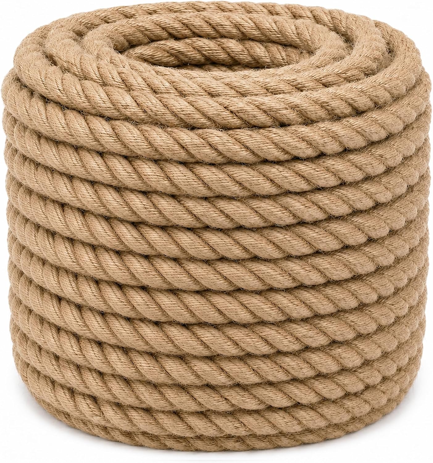 Twisted Manila Jute Rope (1 Inch x 10 Feet) Natural Thick Hemp Rope for Crafts, Nautical, Railings, Hammock, Decorating