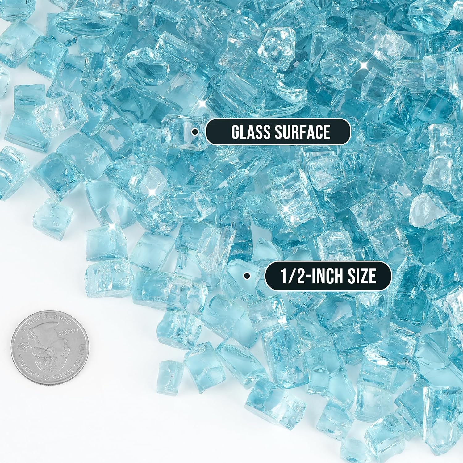 Skyflame 1/4" Pacific Blue Regular Fire Glass for Fire Pit Fireplace