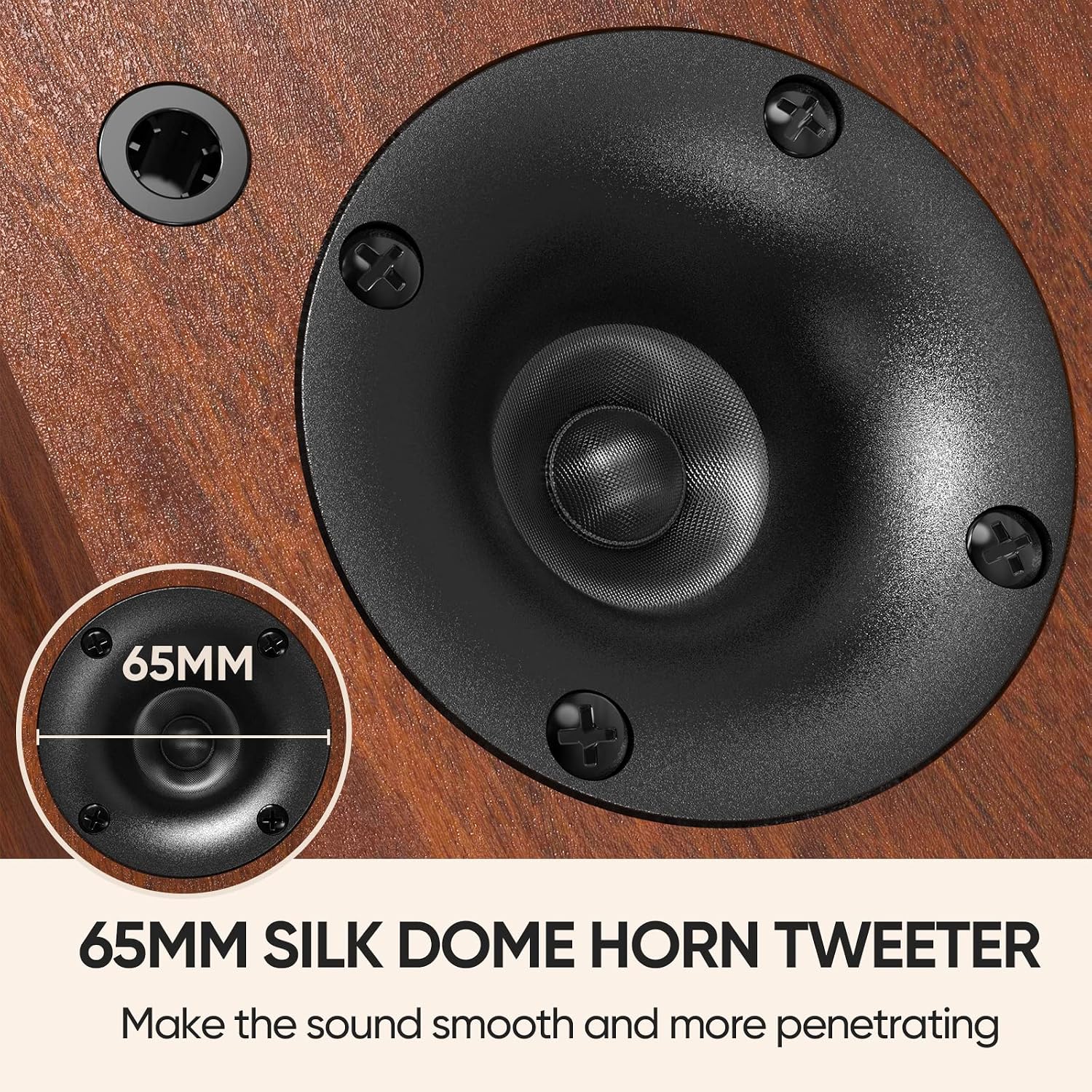 Saiyin Bluetooth Bookshelf Speakers for Record Player, Powered Studio Monitor Speaker with 5.2 Inch Woofer, Horn Tweeter and Optical RCA Inputs