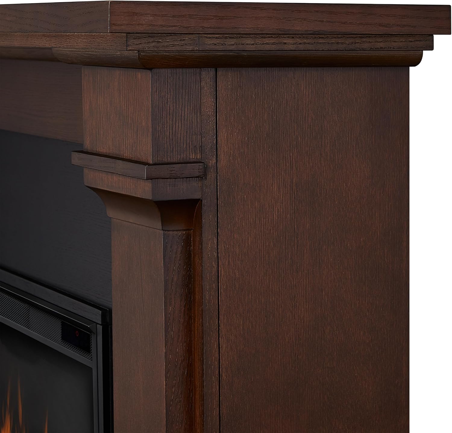 Real Flame Callaway 63" Grand Electric Fireplace with Mantel in Chestnut Oak, Free-Standing Oversized Indoor Electric Fireplace with Mantel