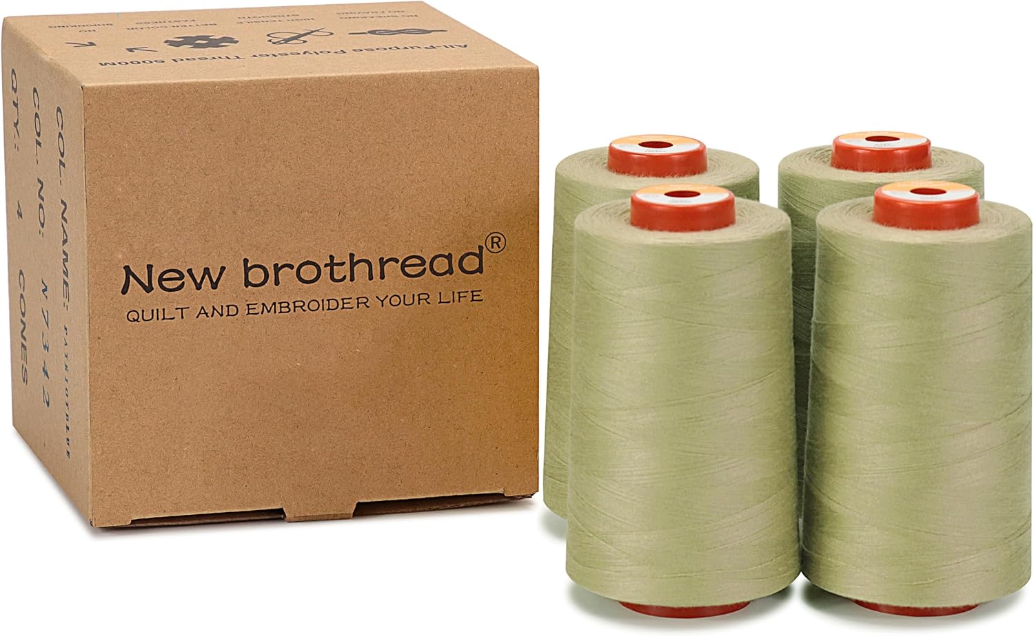 New brothread 4 Large Cones All Purpose Polyester Thread -Cream