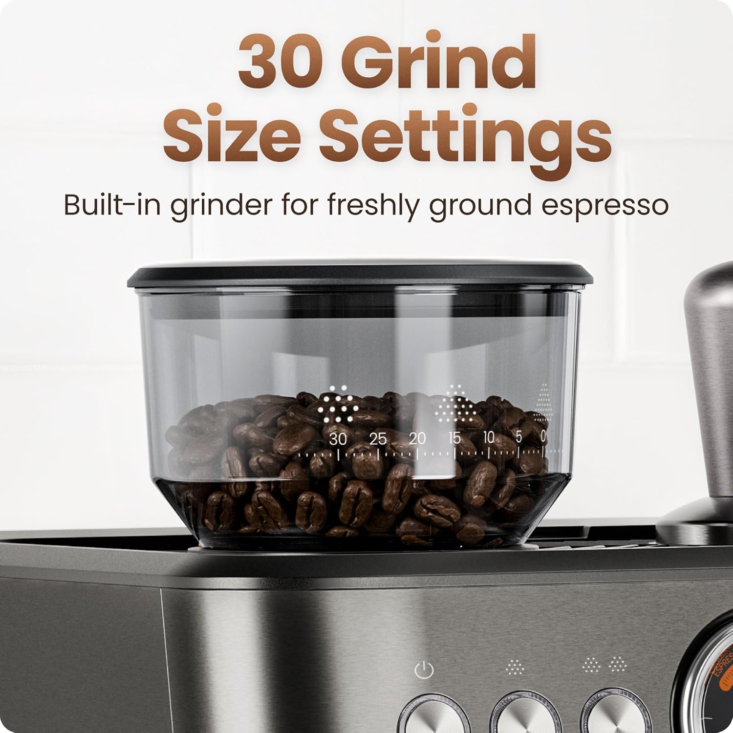Chefman 6-in-1 Espresso Machine with Built-In Milk Frother, 15-BAR Pump, Digital Display, One-Touch Single or Double Shot for Cappuccinos and Lattes