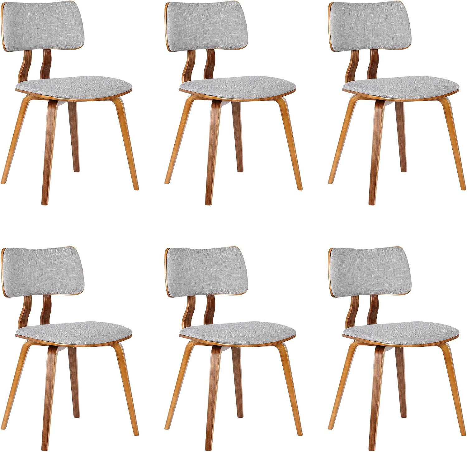 Armen Living Jaguar Dining Chair in Charcoal Fabric and Walnut Wood Finish,Charcoal/Walnut Finish 20D x 18W x 29H in